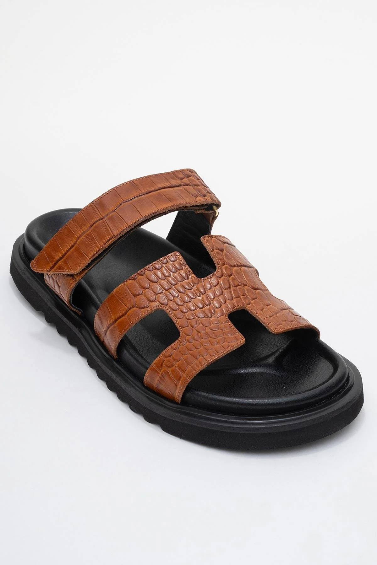 Loana Cognac Brown Leather Slide Sandal (Women) - Image 3