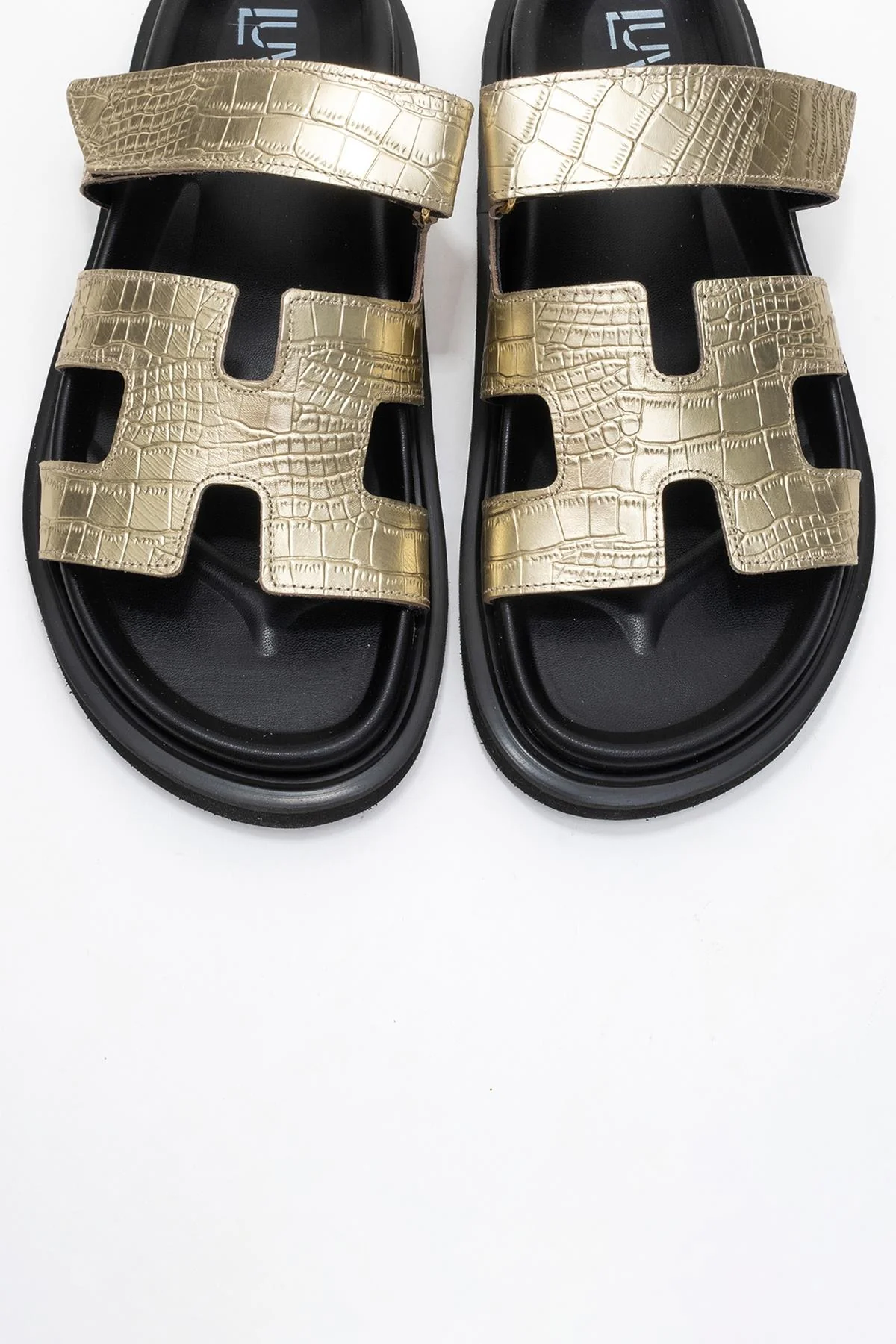 Loana Gold Leather Slide Sandal (Women) - Image 2