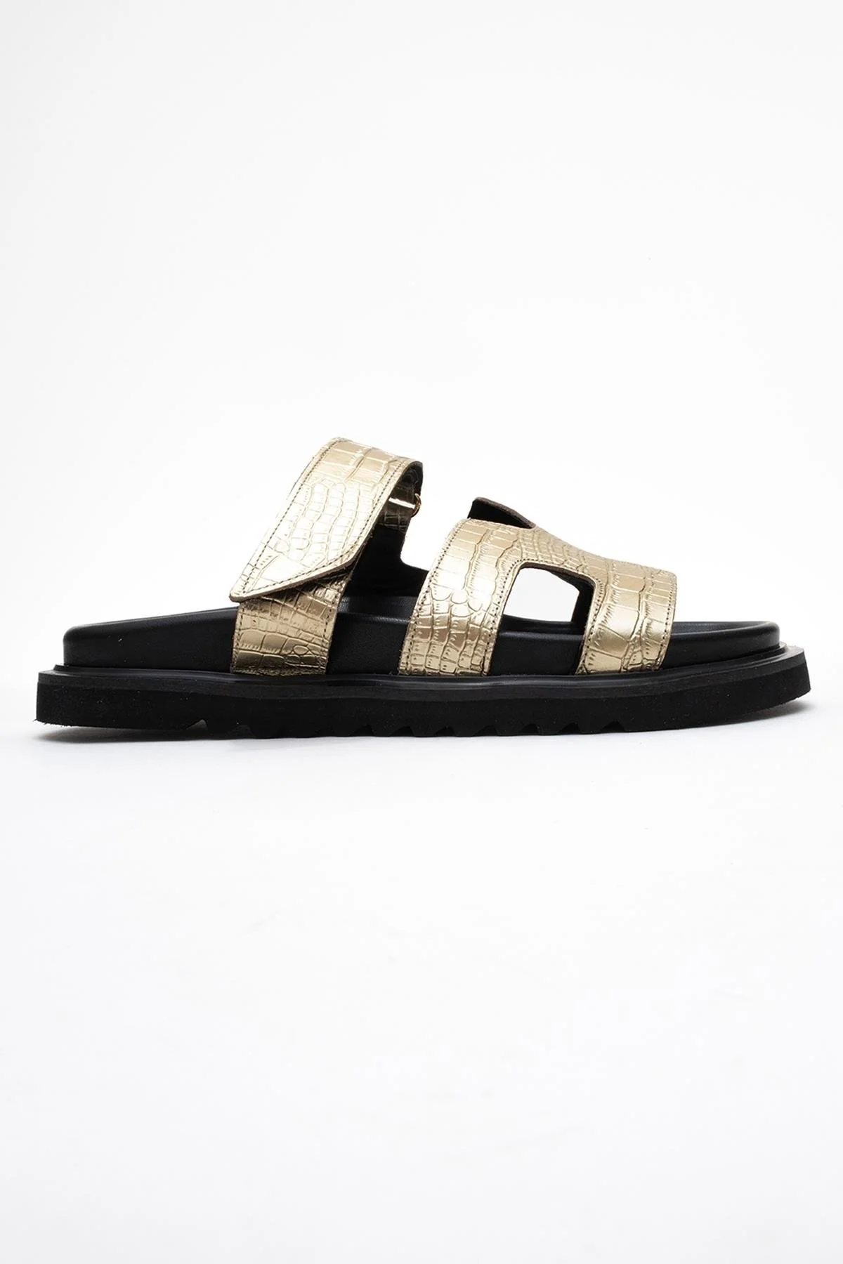 Loana Gold Leather Slide Sandal (Women) - Image 6
