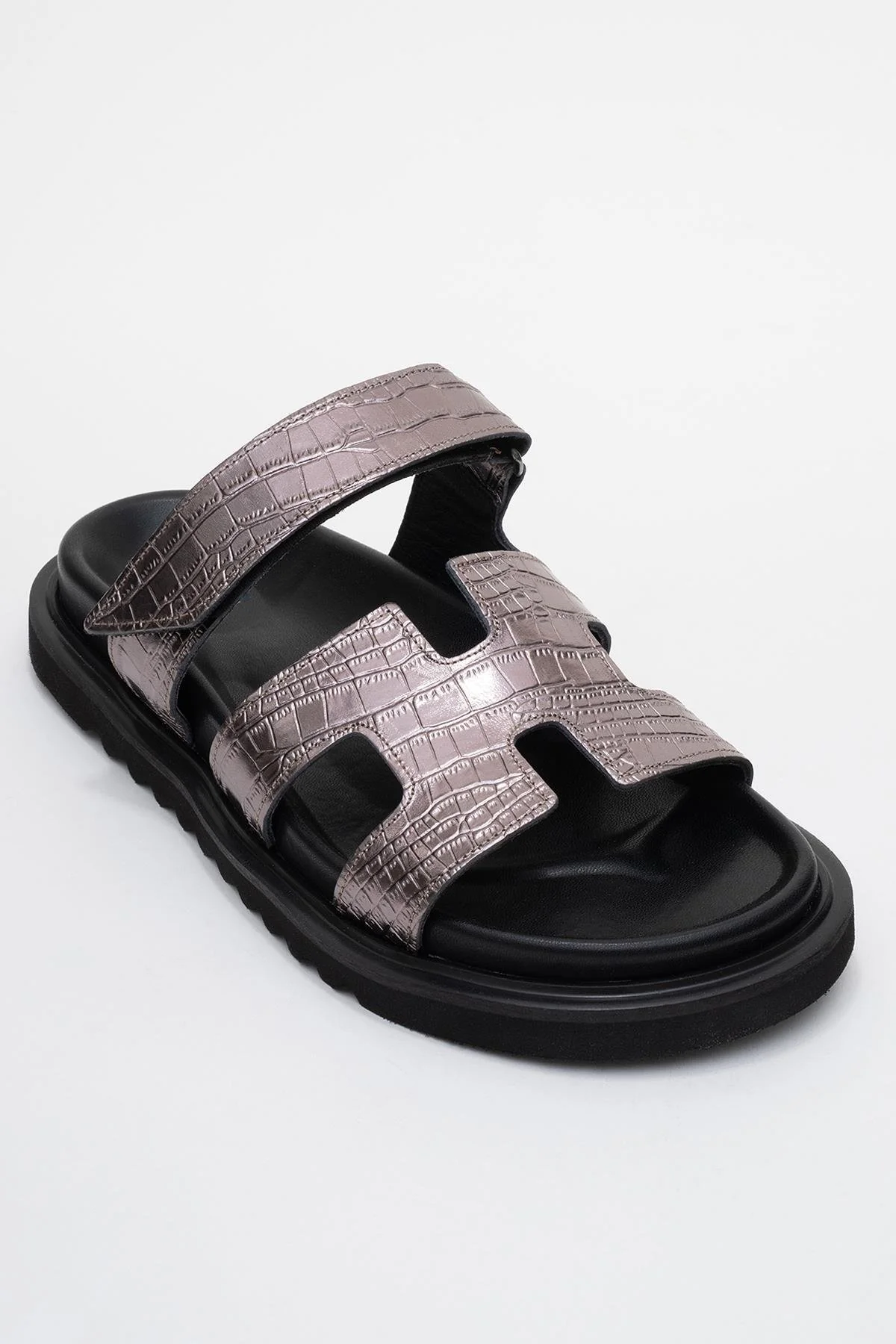 Loana Platinum Leather Slide Sandal (Women) - Image 3