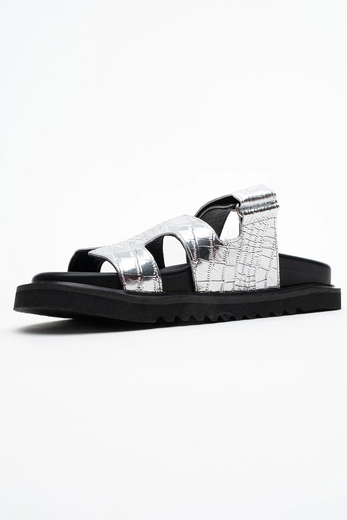 Loana Silver Leather Slide Sandal (Women) - Image 4