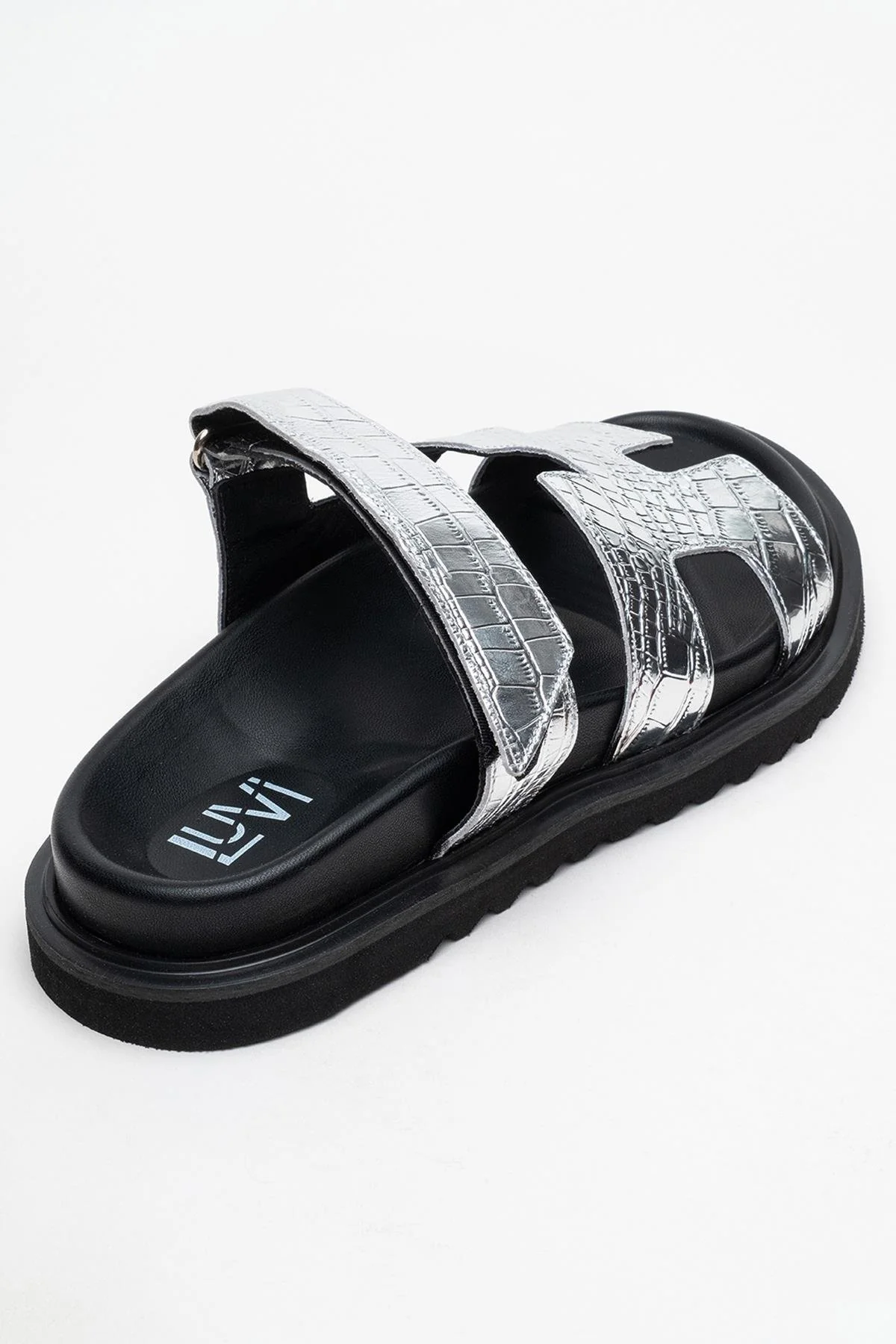 Loana Silver Leather Slide Sandal (Women) - Image 5