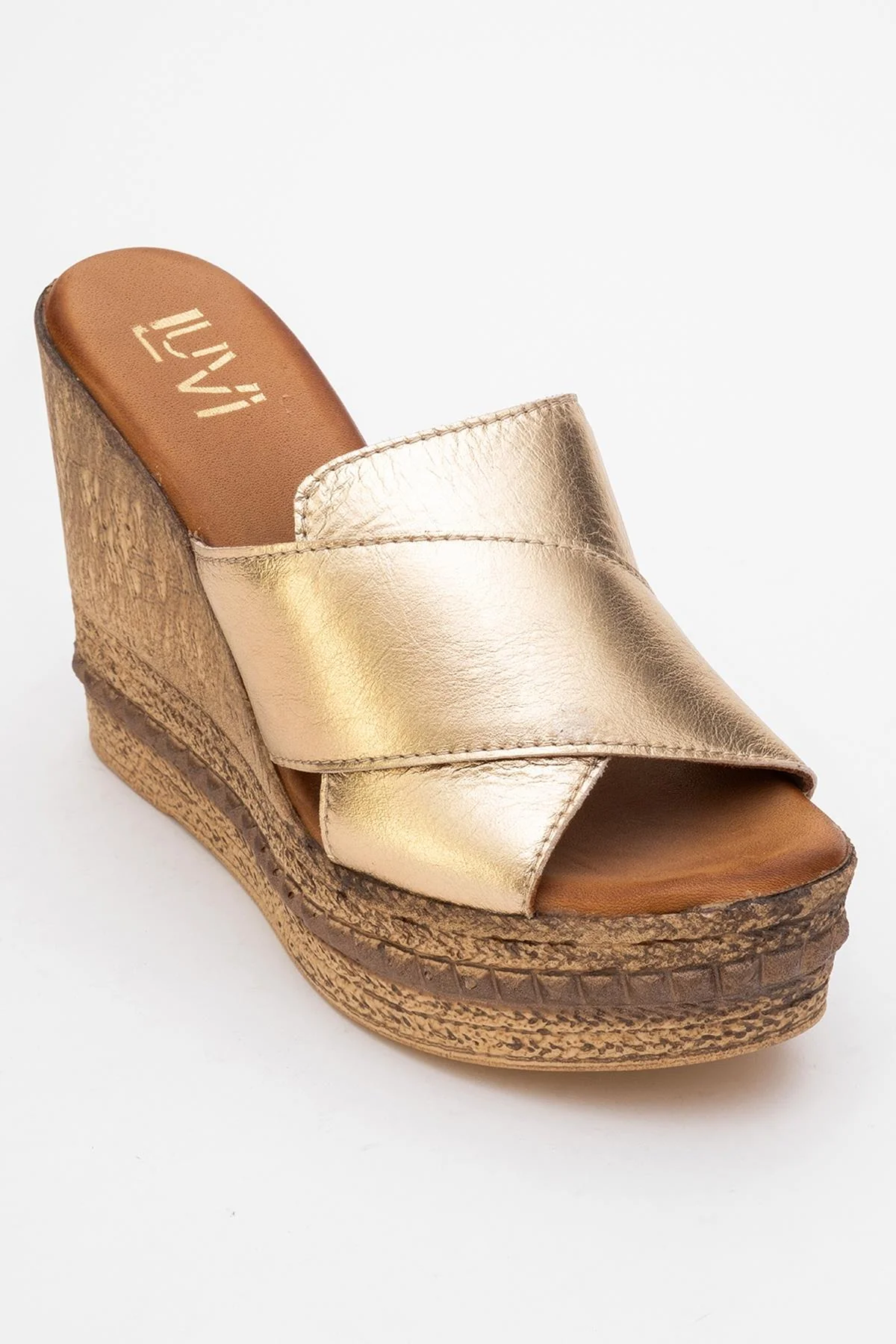 Lois - Gold Wedge Leather Sandal (Women) - Image 3