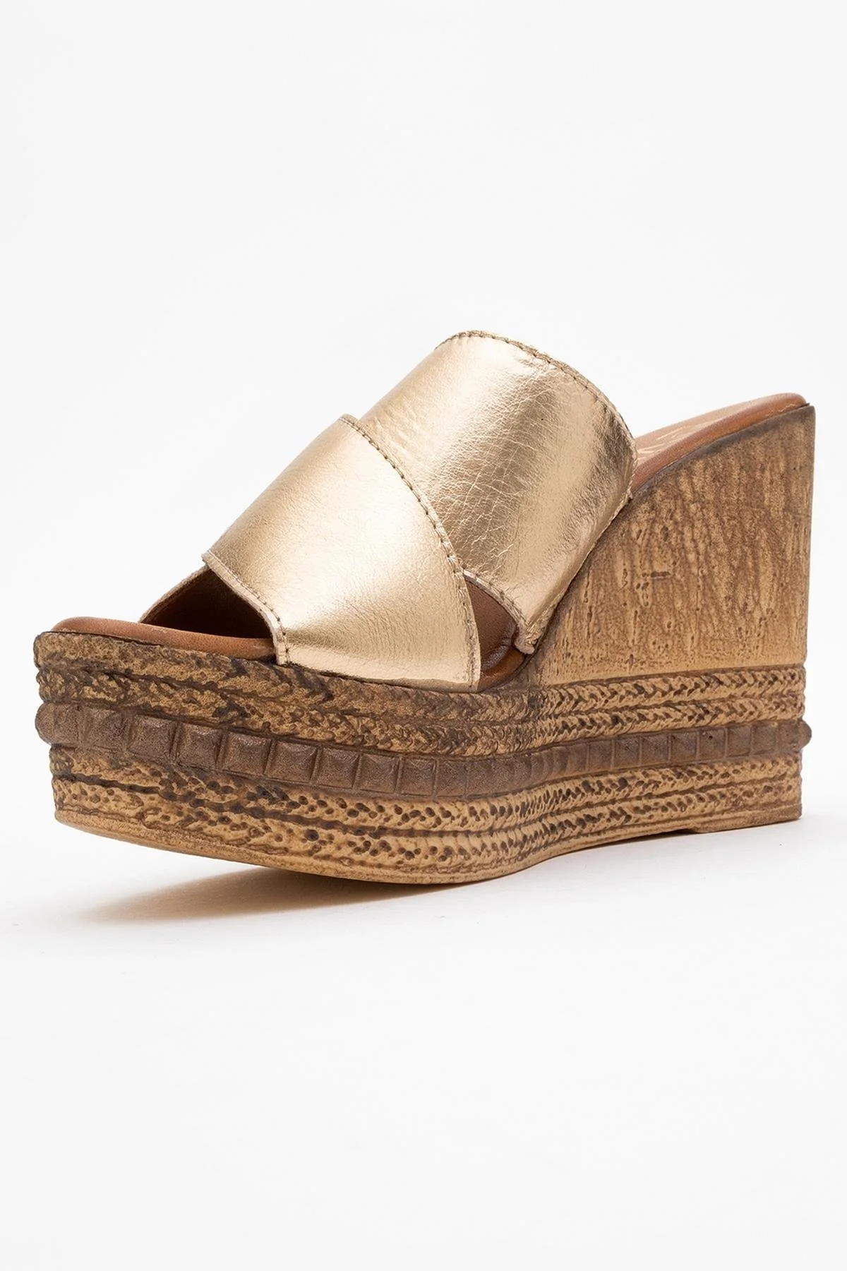 Lois - Gold Wedge Leather Sandal (Women) - Image 4