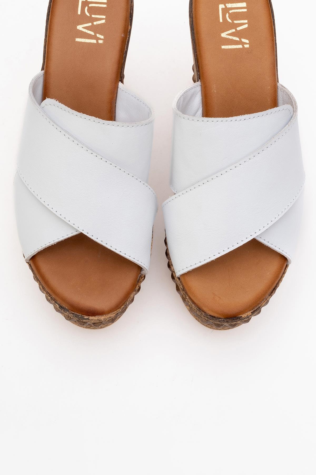 Lois - White Wedge Leather Sandal (Women) - Image 2