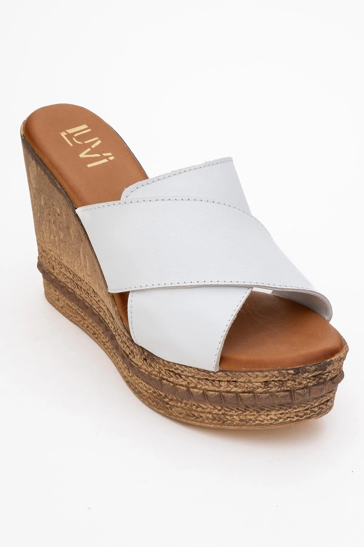 Lois - White Wedge Leather Sandal (Women) - Image 3