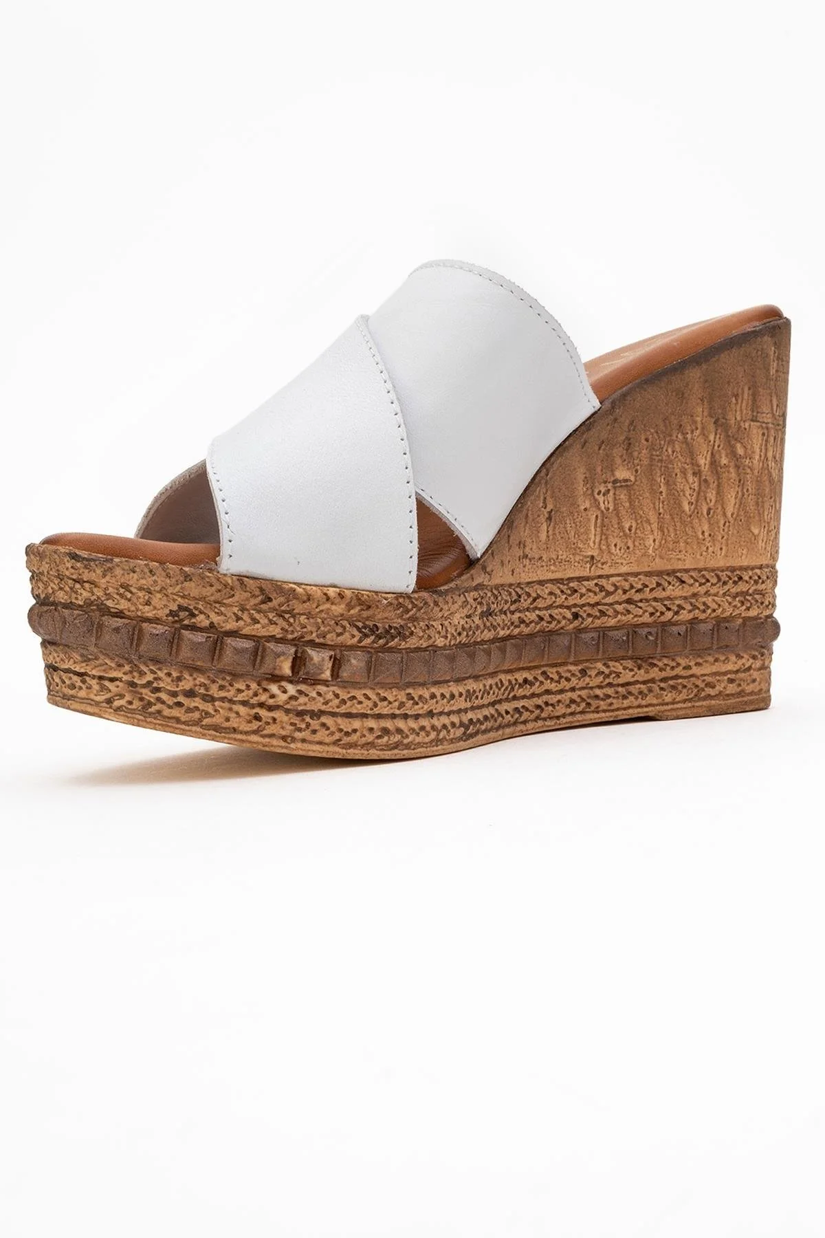 Lois - White Wedge Leather Sandal (Women) - Image 4
