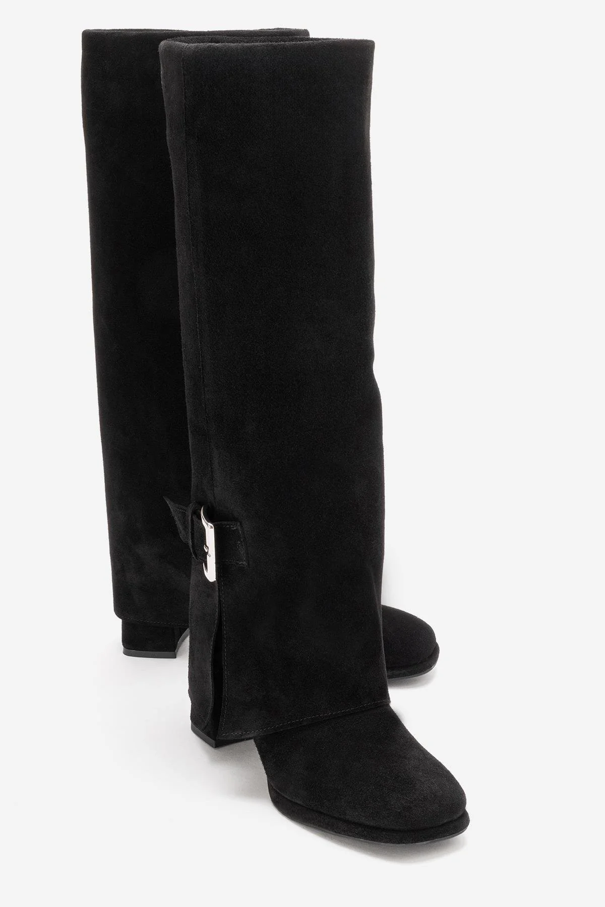 LOJO - Black Genuine Leather Block Heel Boot (Women)