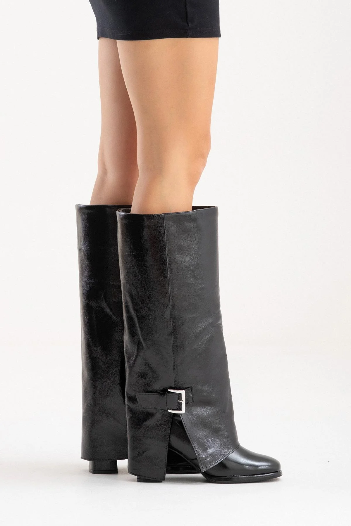 LOJO - Black Genuine Leather Block Heel Boot (Women) - Image 3