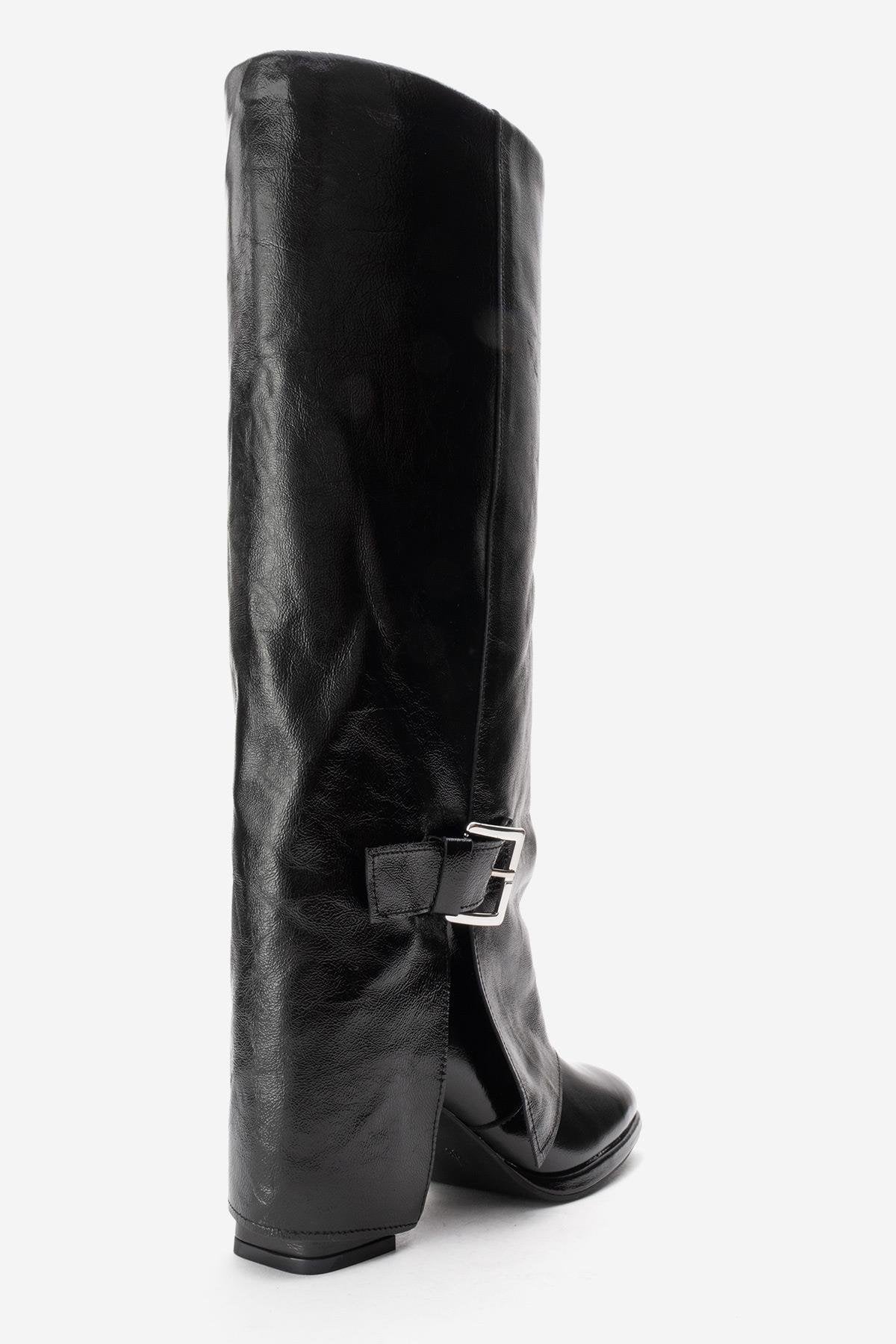LOJO - Black Genuine Leather Block Heel Boot (Women) - Image 6