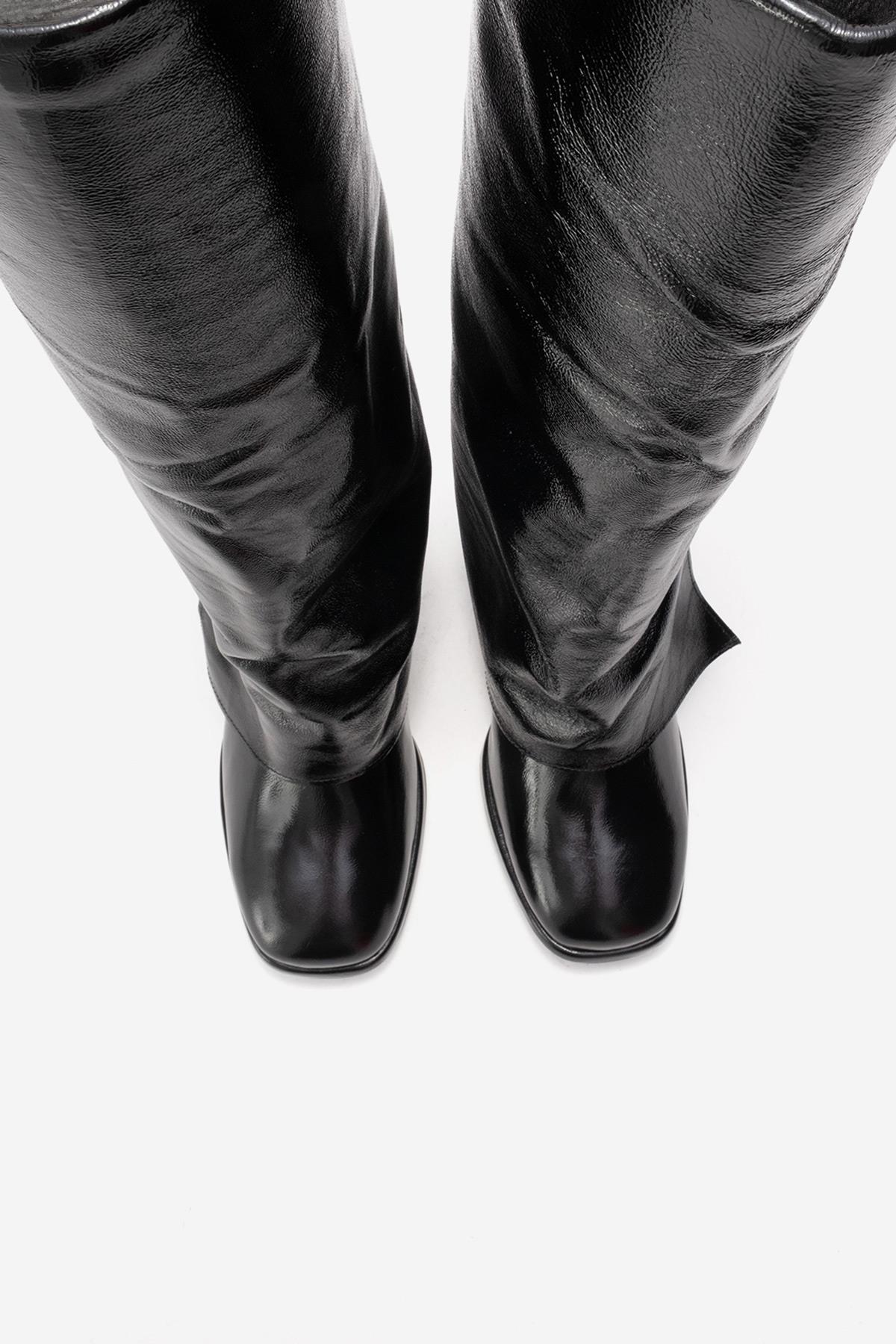 LOJO - Black Genuine Leather Block Heel Boot (Women) - Image 8