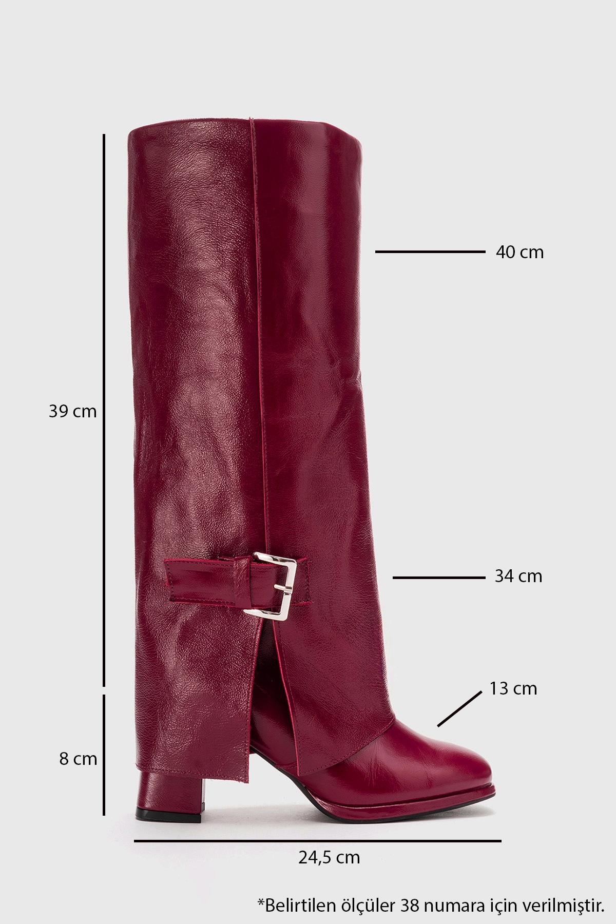 LOJO - Burgundy Genuine Leather Block Heel Boot (Women) - Image 3