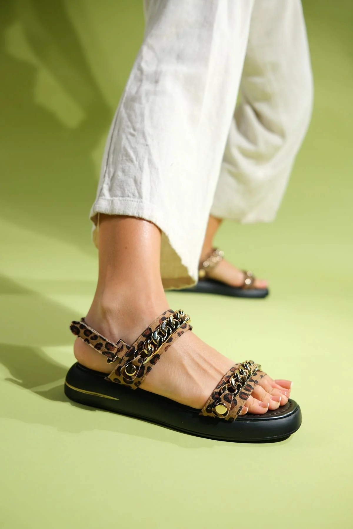 Loket - Black/Yellow Chain-Detail Sandal (Women) - Image 5