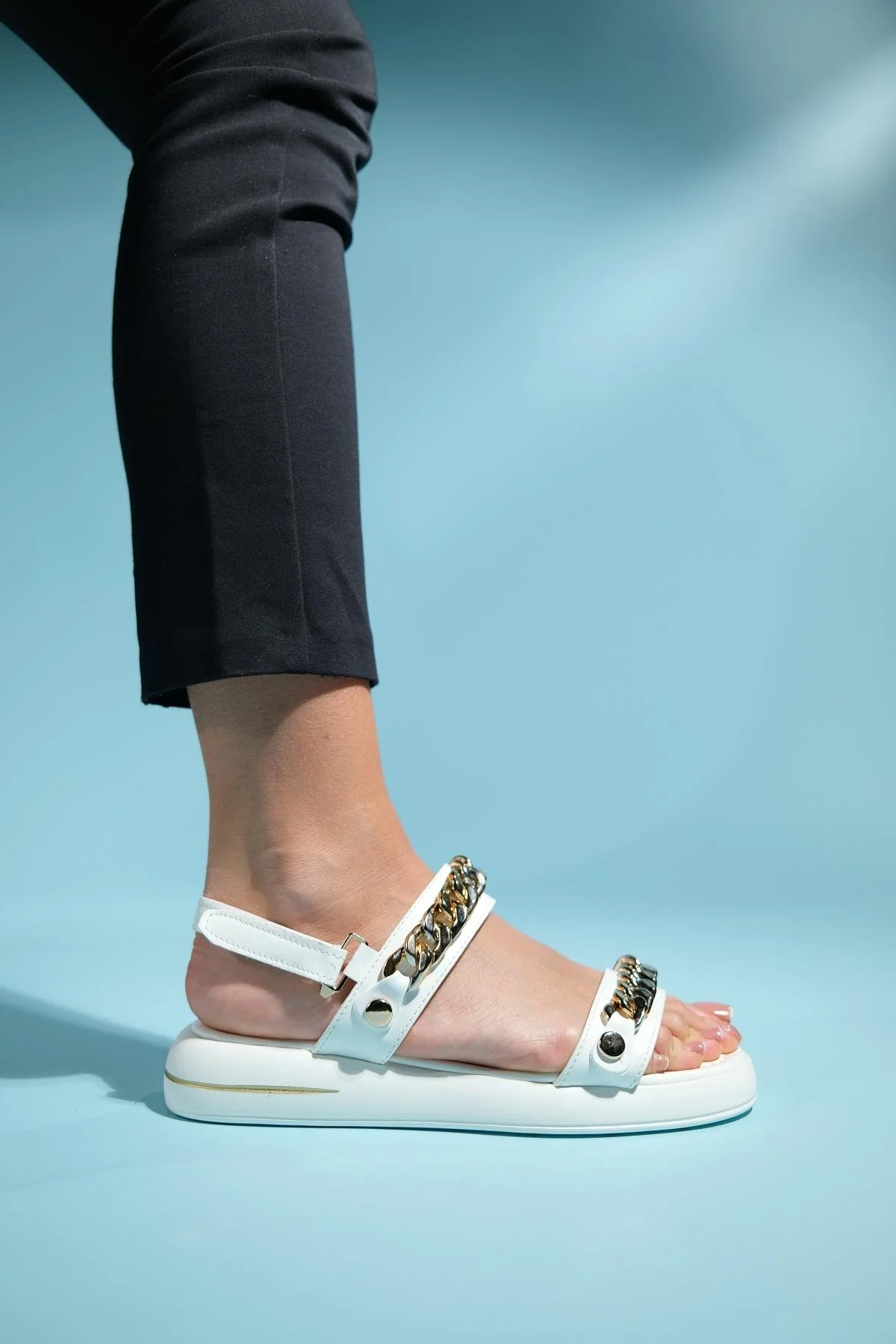 Loket - White Chain-Detail Sandal (Women) - Image 6