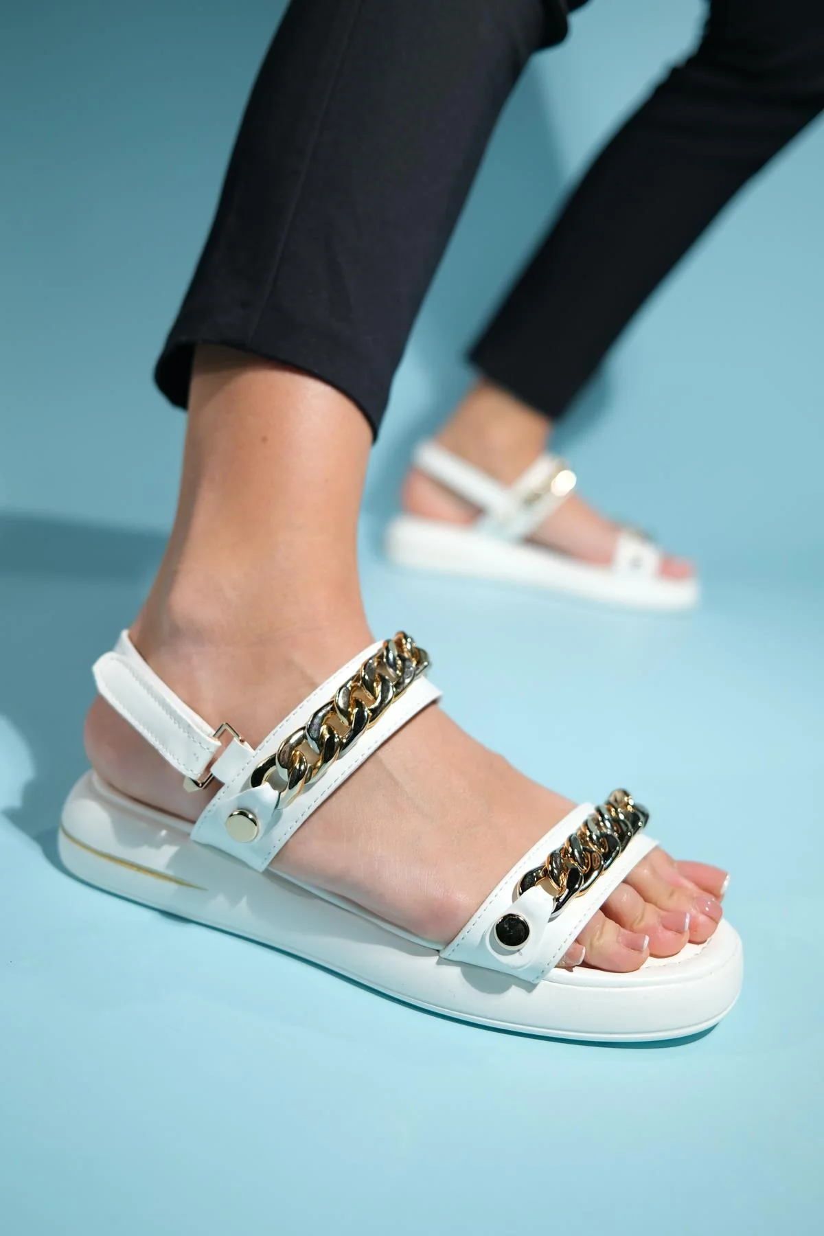Loket - White Chain-Detail Sandal (Women) - Image 7