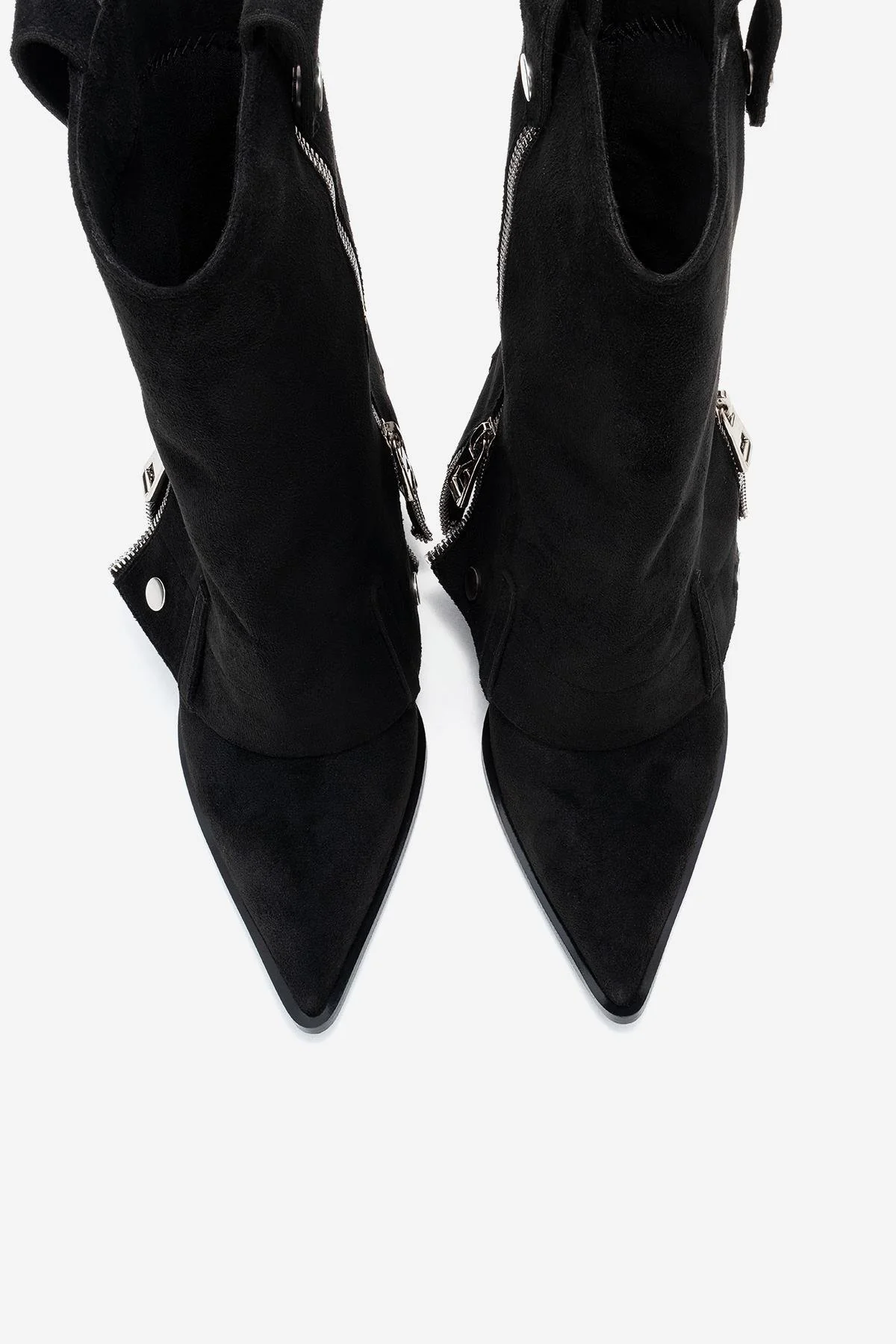 Lola - Black Zip Pointed Toe Heeled Boot (Women) - Image 2