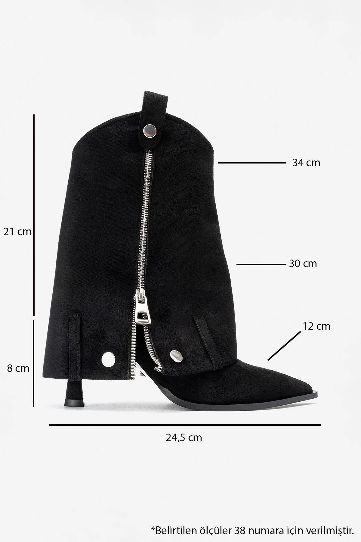 Lola - Black Zip Pointed Toe Heeled Boot (Women) - Image 6