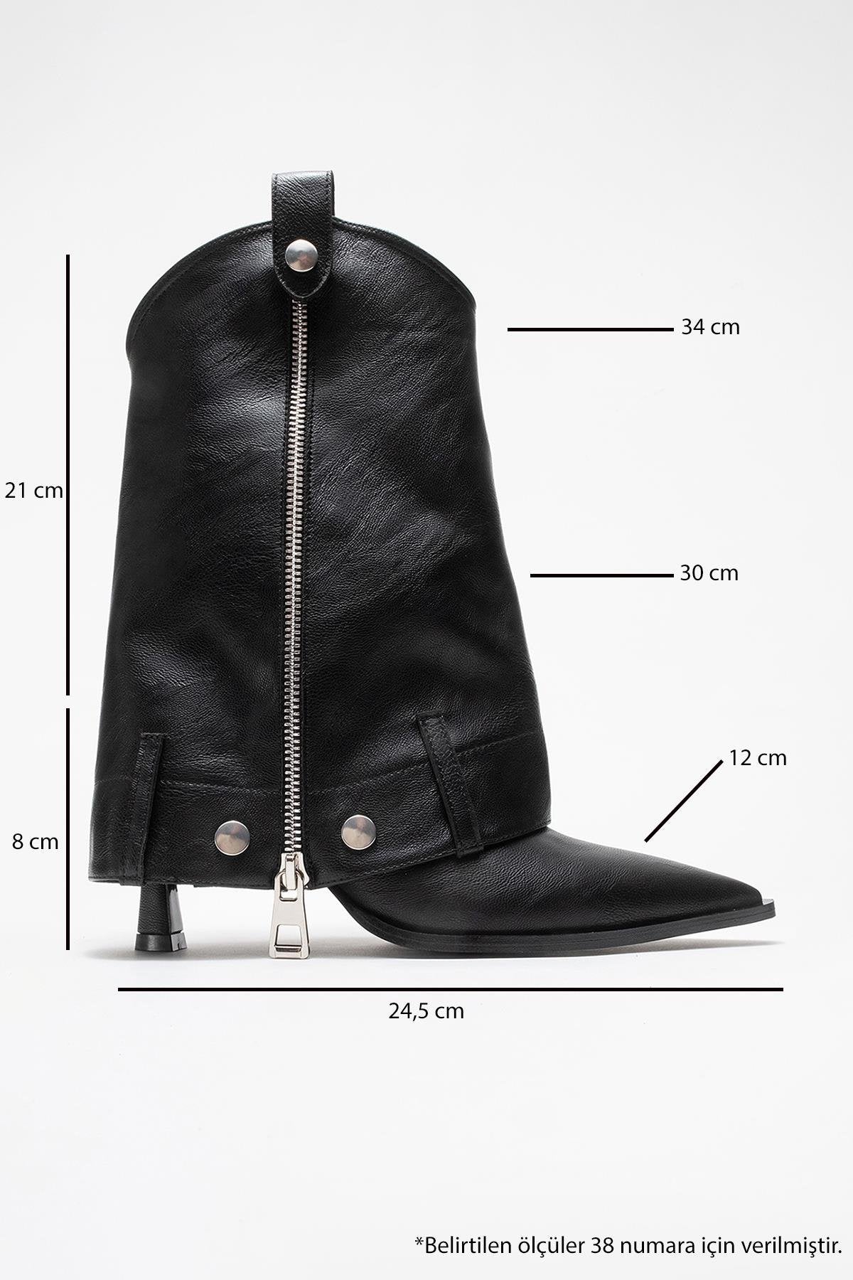 Lola - Black Zip Pointed Toe Heeled Boot (Women) - Image 7