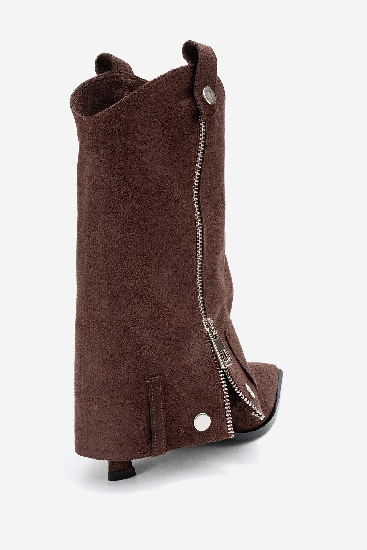 Lola - Brown Zip Pointed Toe Heeled Boot (Women) - Image 5