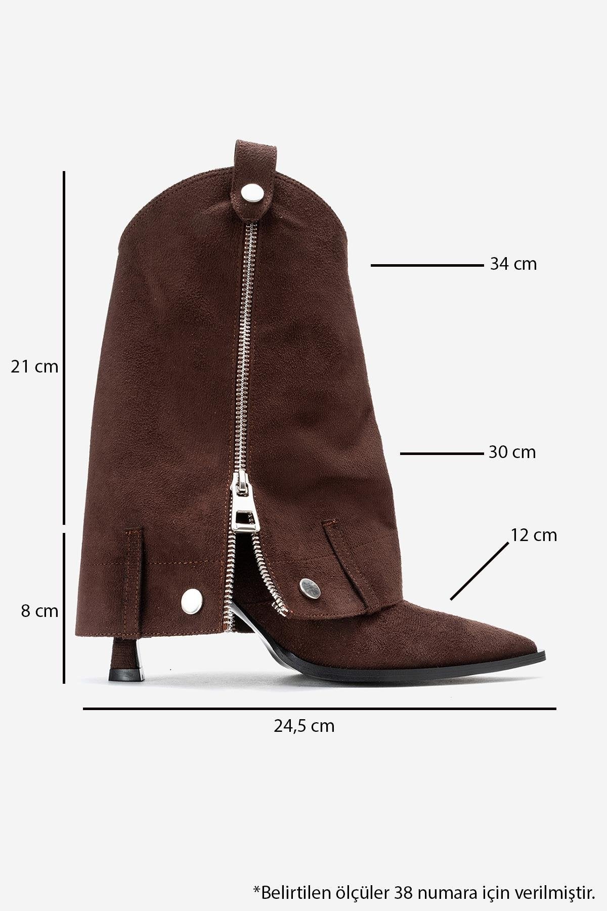 Lola - Brown Zip Pointed Toe Heeled Boot (Women) - Image 6