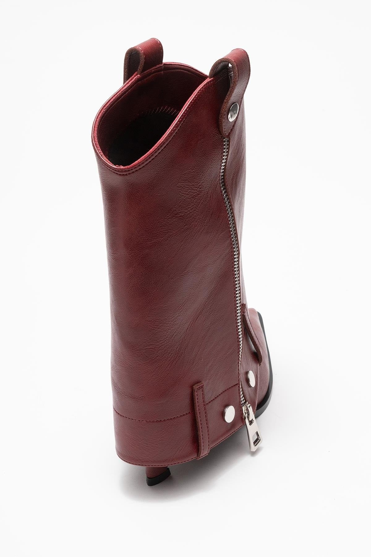 Lola - Burgundy Zip Pointed Toe Heeled Boot (Women) - Image 5