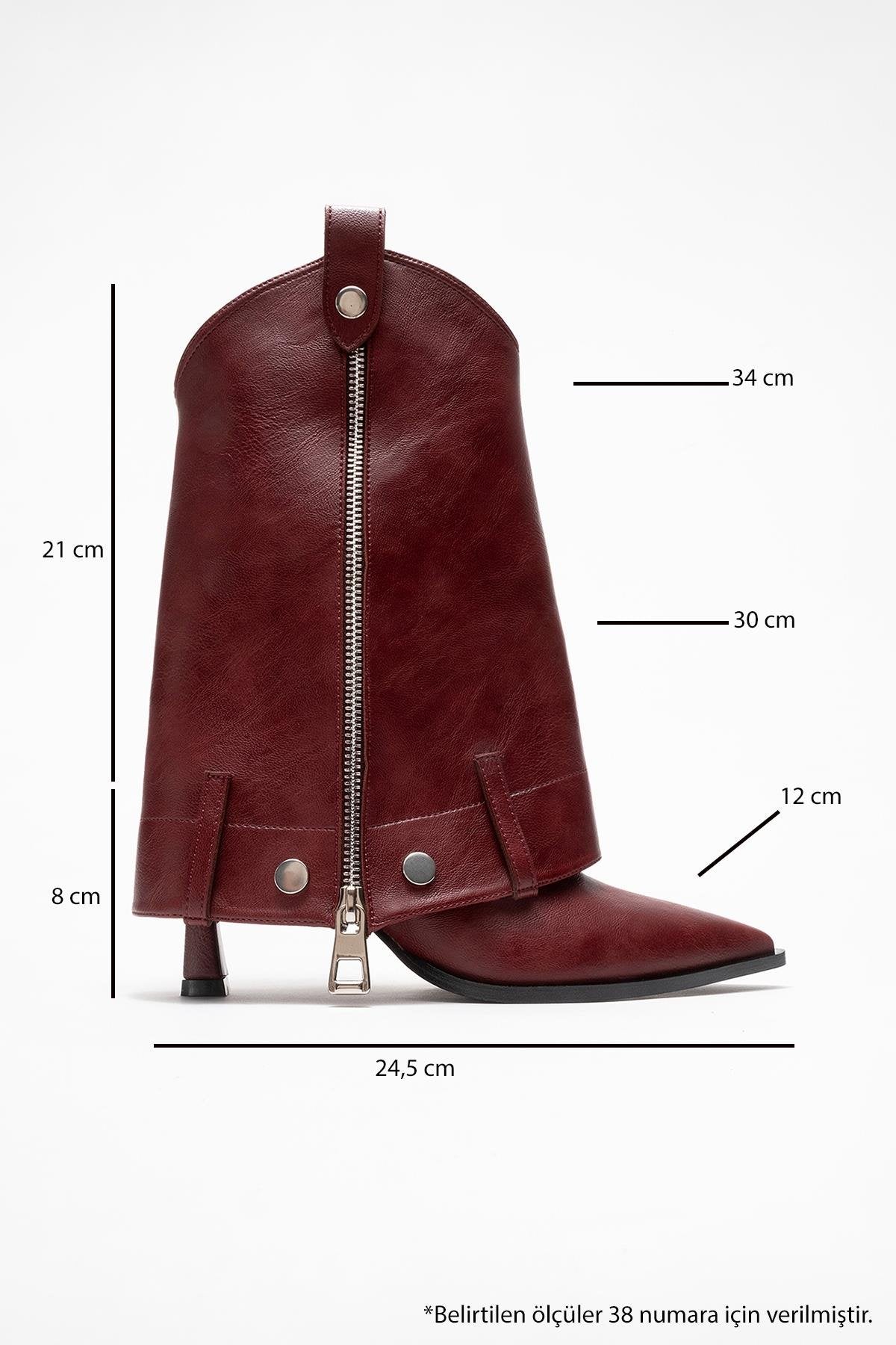 Lola - Burgundy Zip Pointed Toe Heeled Boot (Women) - Image 7