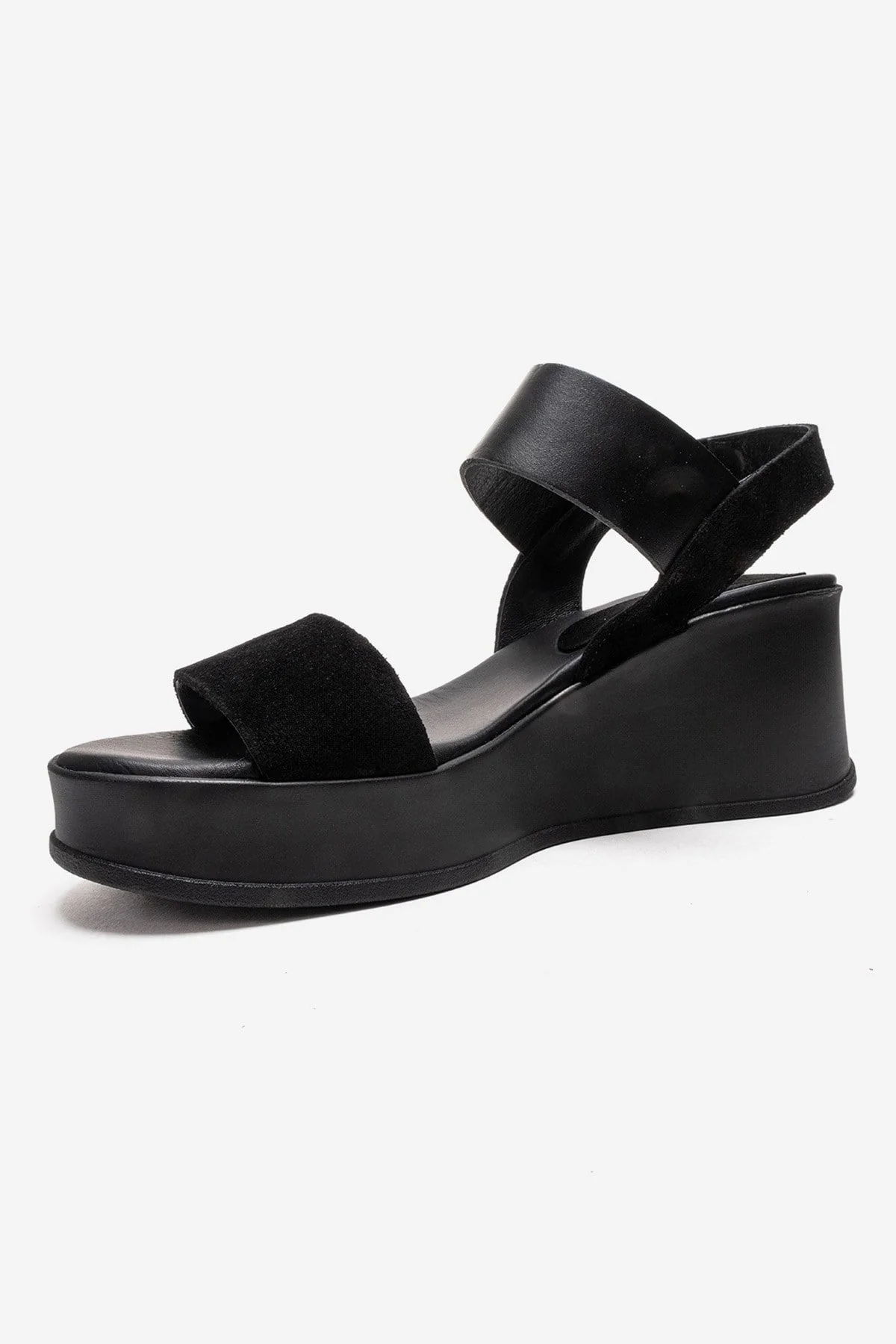LOLANTHE - Black Genuine Leather Wedge Heel Sandal (Women) - Image 6