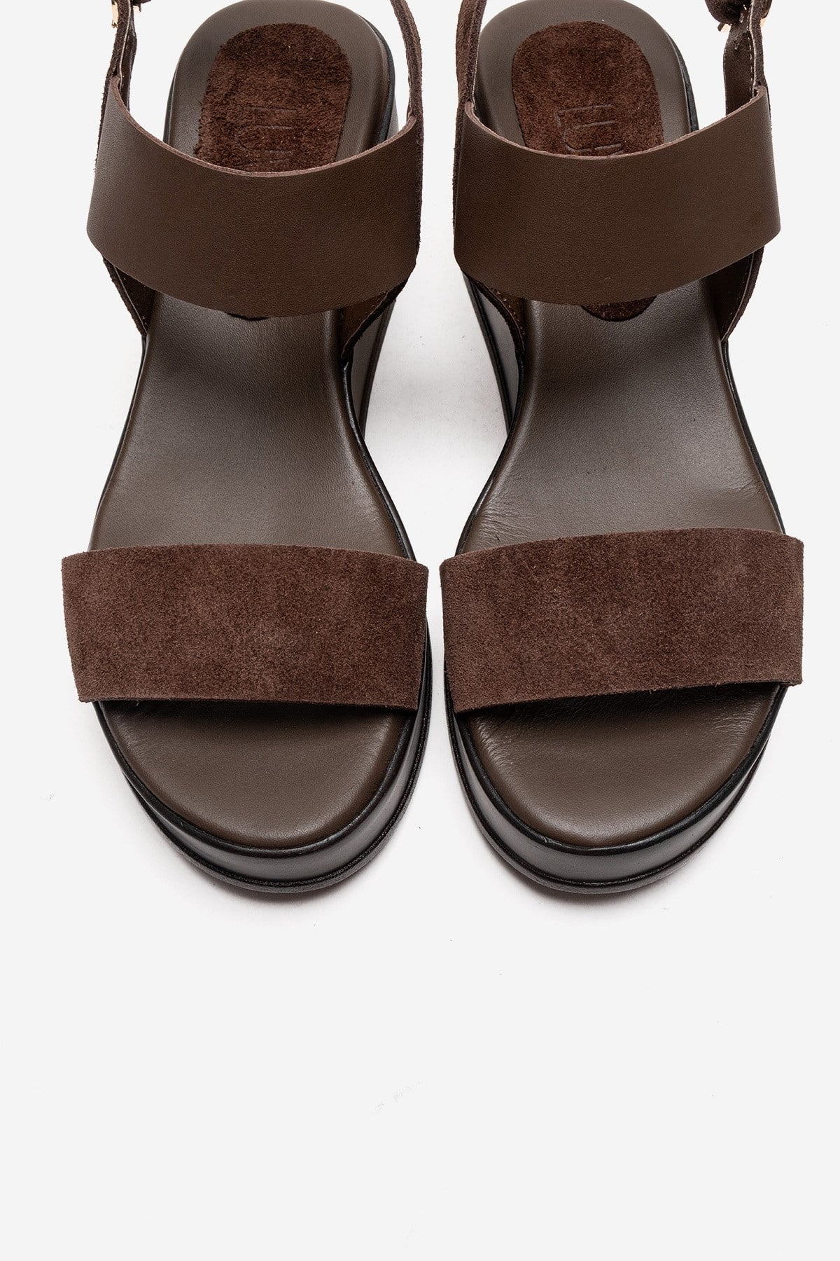 LOLANTHE - Brown Genuine Leather Wedge Sandal (Women) - Image 2