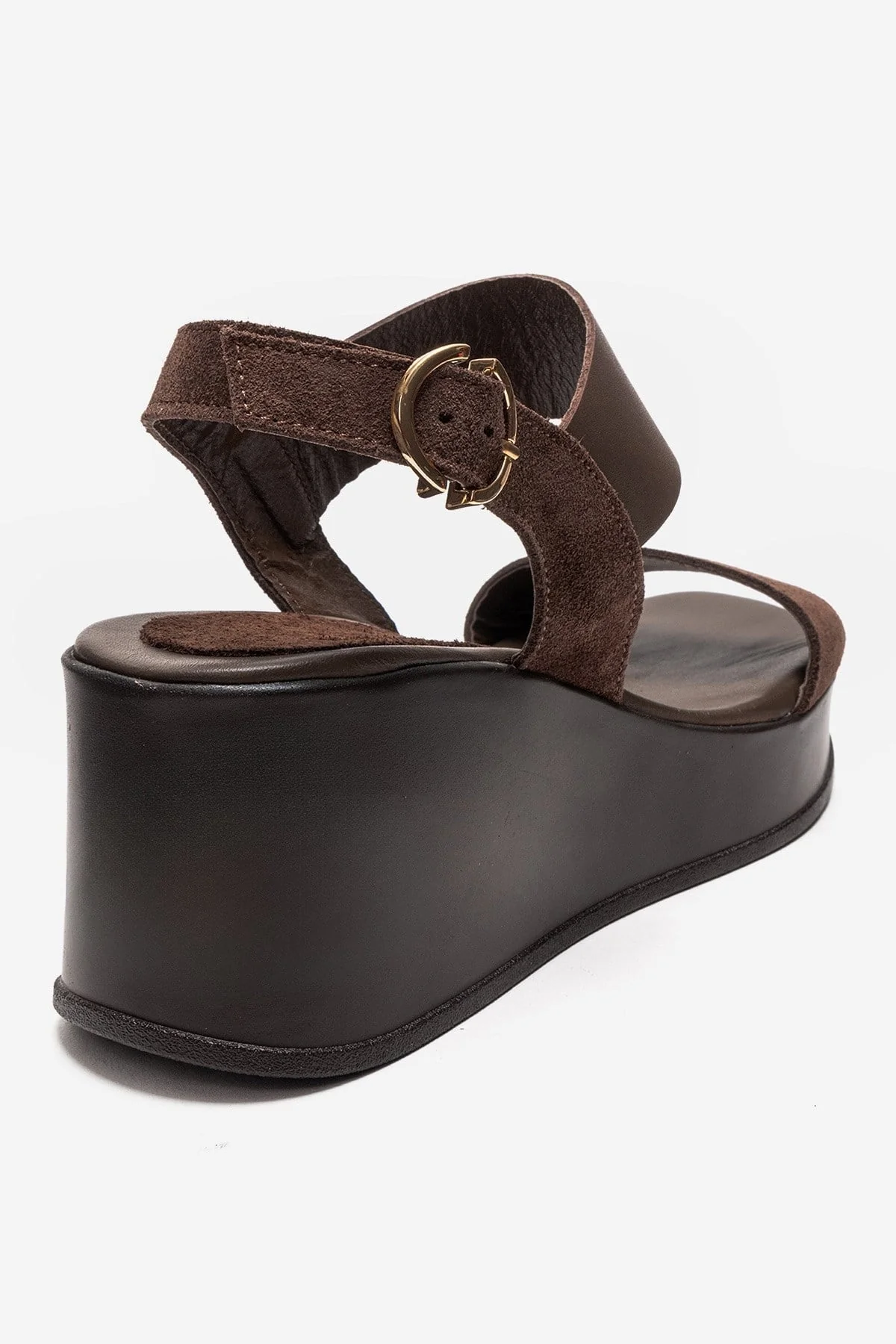 LOLANTHE - Brown Genuine Leather Wedge Sandal (Women) - Image 5