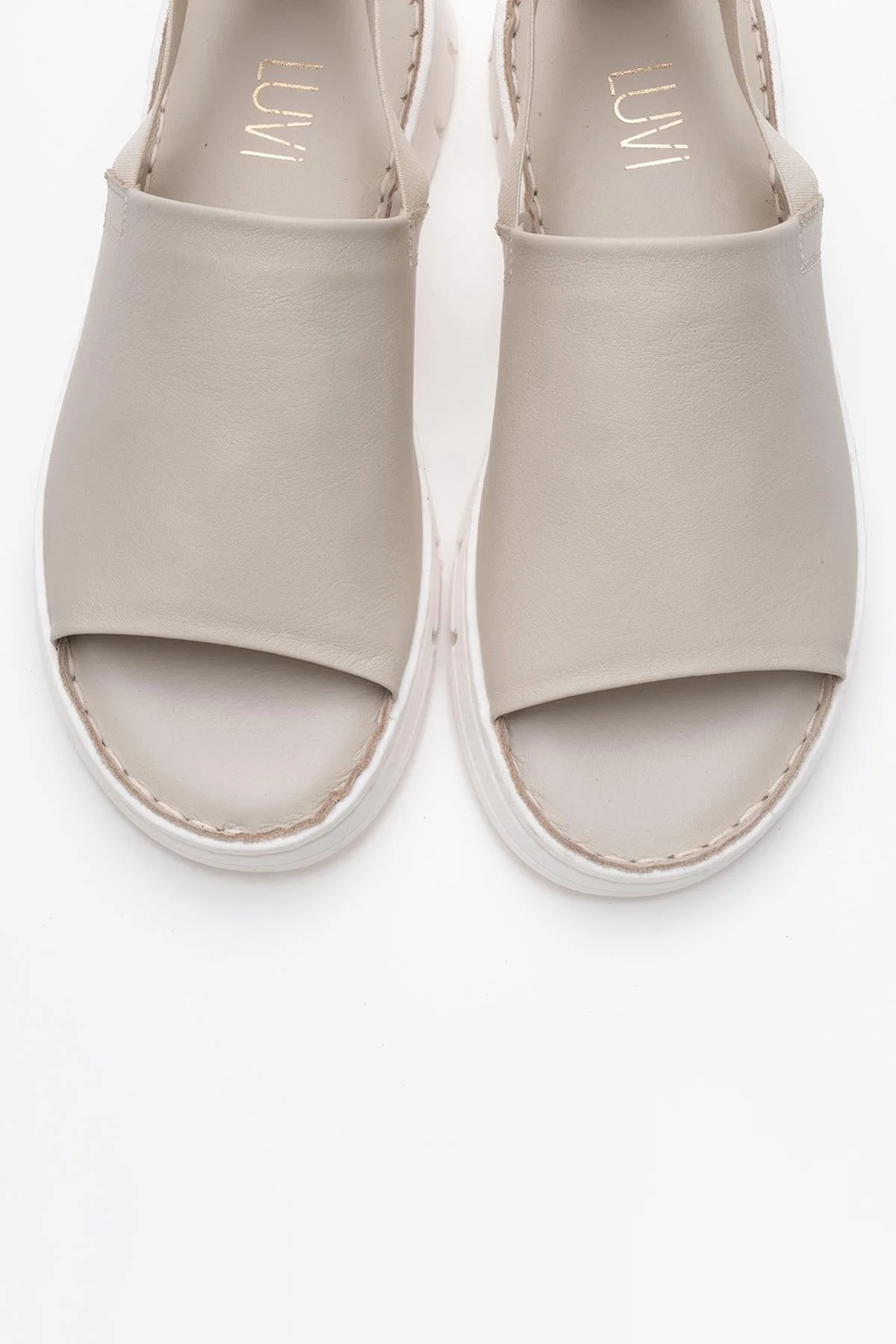 Londoi - Beige Elastic Strap Leather Sandal (Women) - Image 3