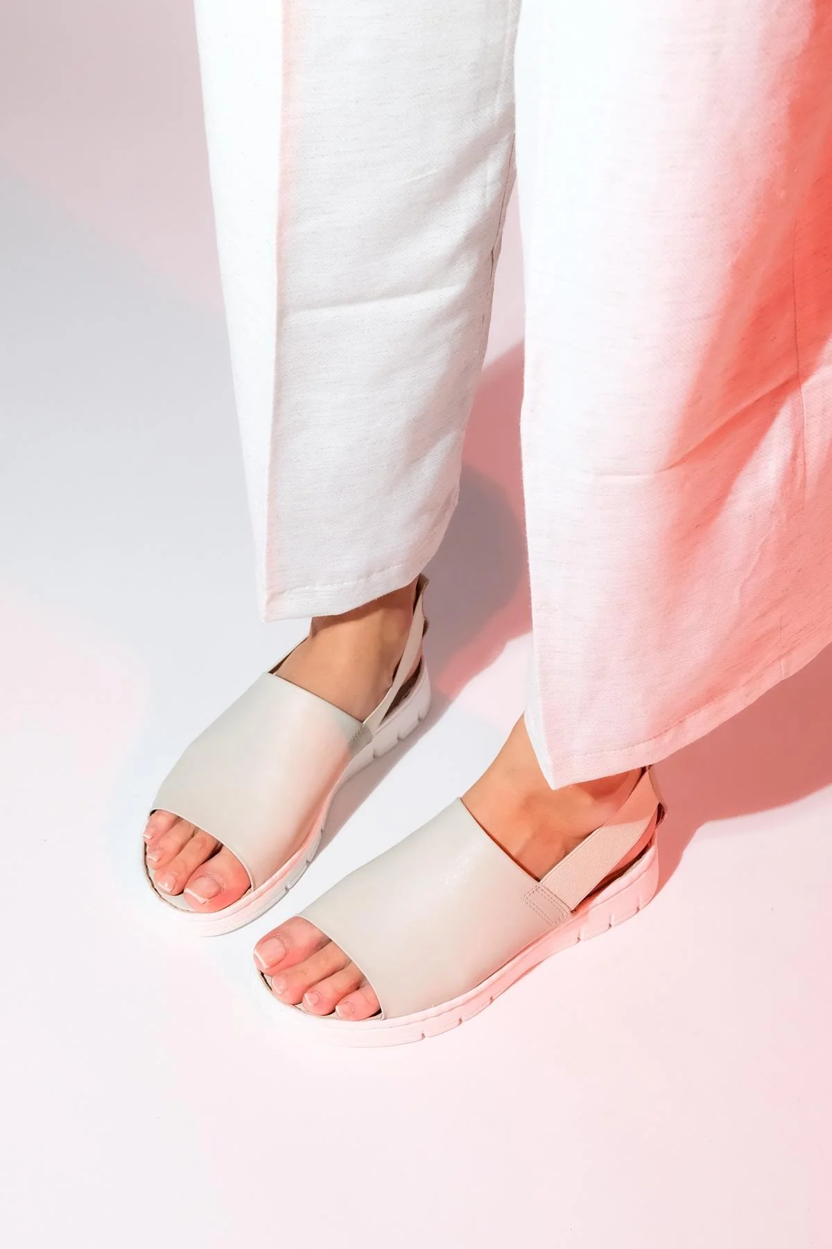 Londoi - Beige Elastic Strap Leather Sandal (Women) - Image 8