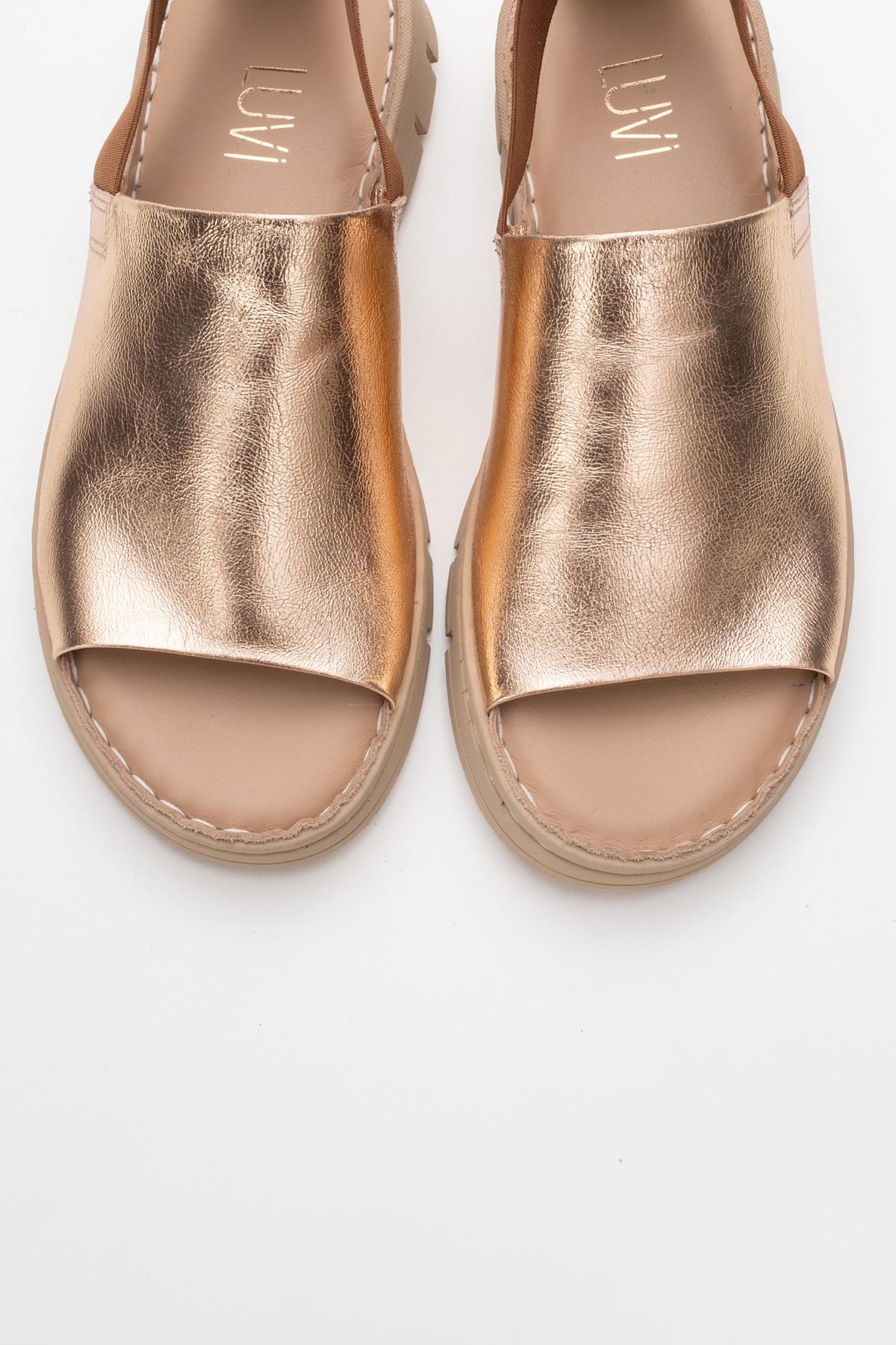 Londoi - Golden Elastic Strap Leather Sandal (Women) - Image 2