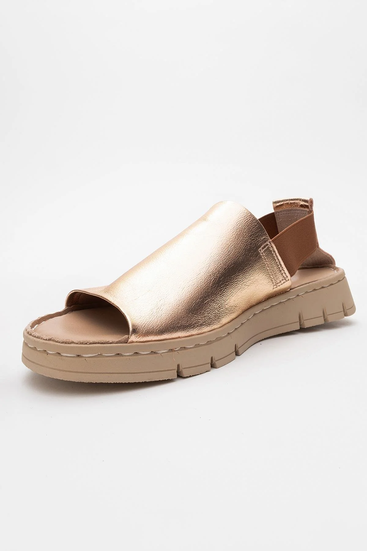 Londoi - Golden Elastic Strap Leather Sandal (Women) - Image 4