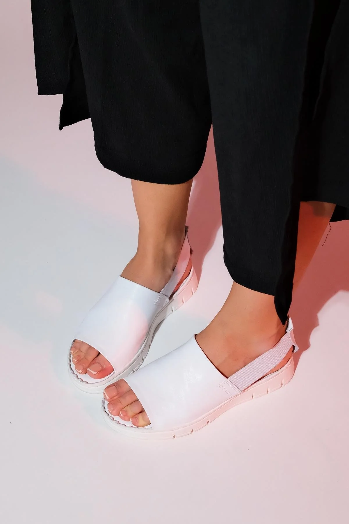 Londoi - White Elastic Strap Leather Sandal (Women) - Image 8