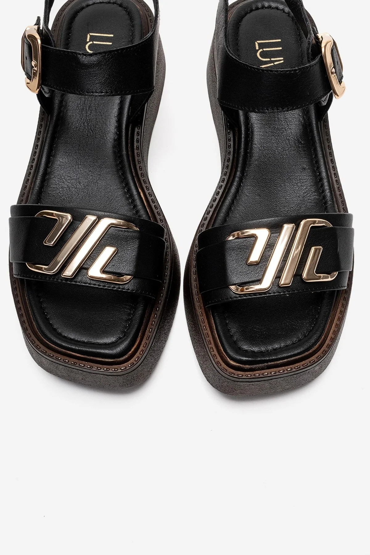 Lone - Black Genuine Leather Platform Sandal (Women) - Image 2