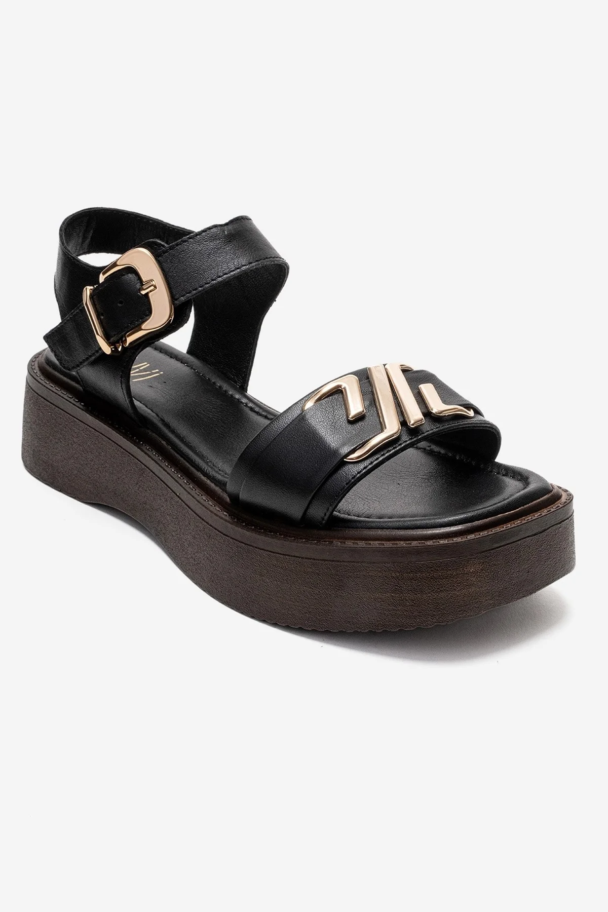 Lone - Black Genuine Leather Platform Sandal (Women) - Image 3