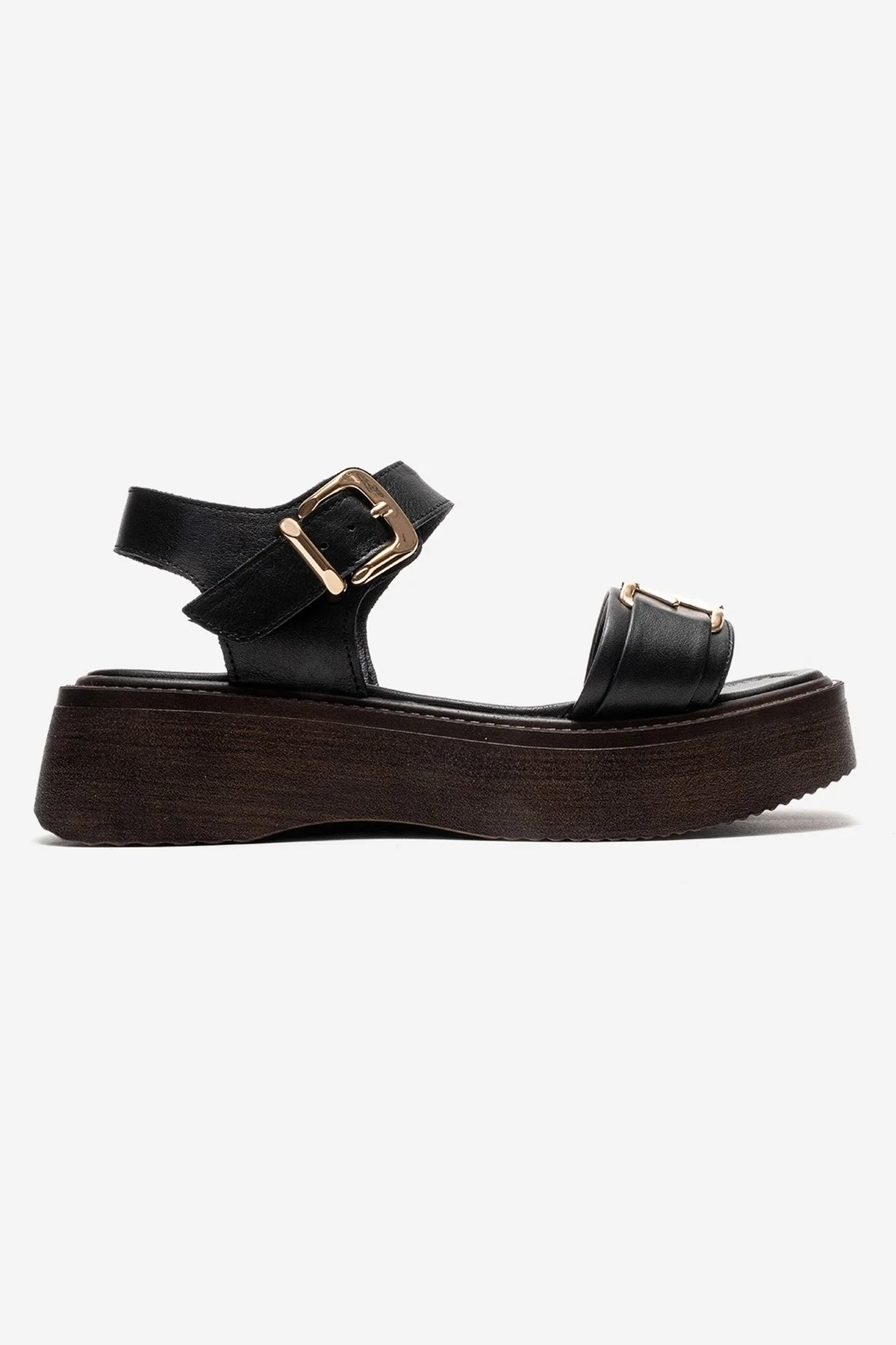 Lone - Black Genuine Leather Platform Sandal (Women) - Image 4