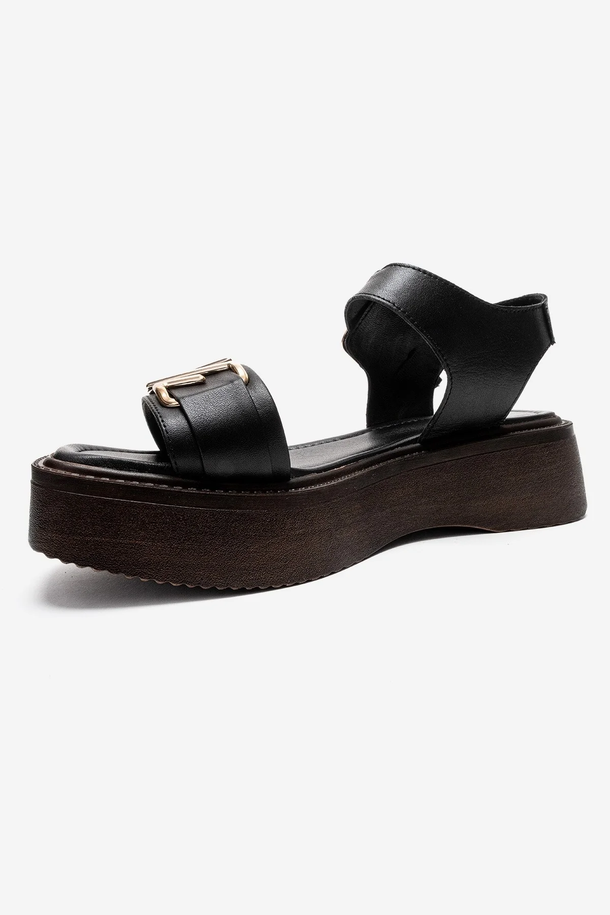 Lone - Black Genuine Leather Platform Sandal (Women) - Image 6