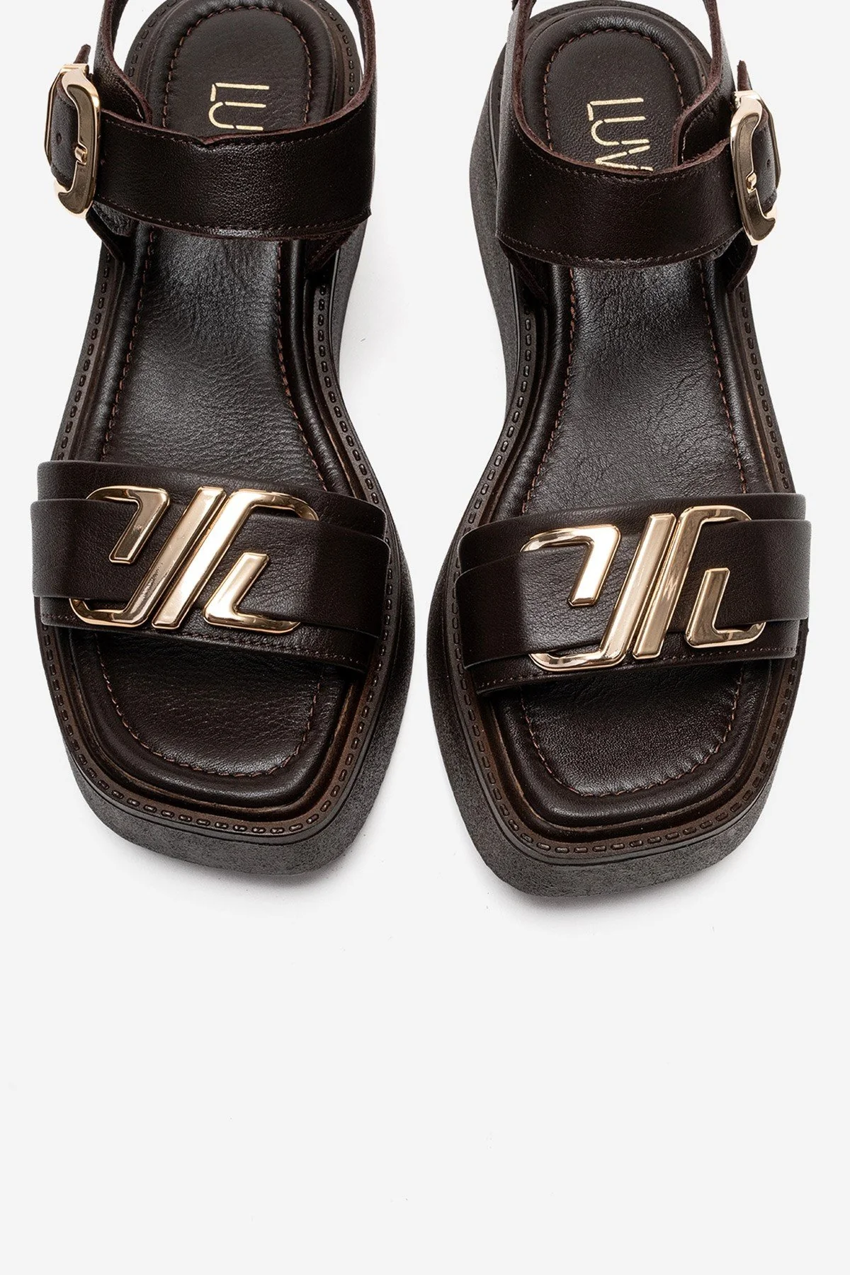 Lone - Brown Genuine Leather Platform Sandal (Women) - Image 2