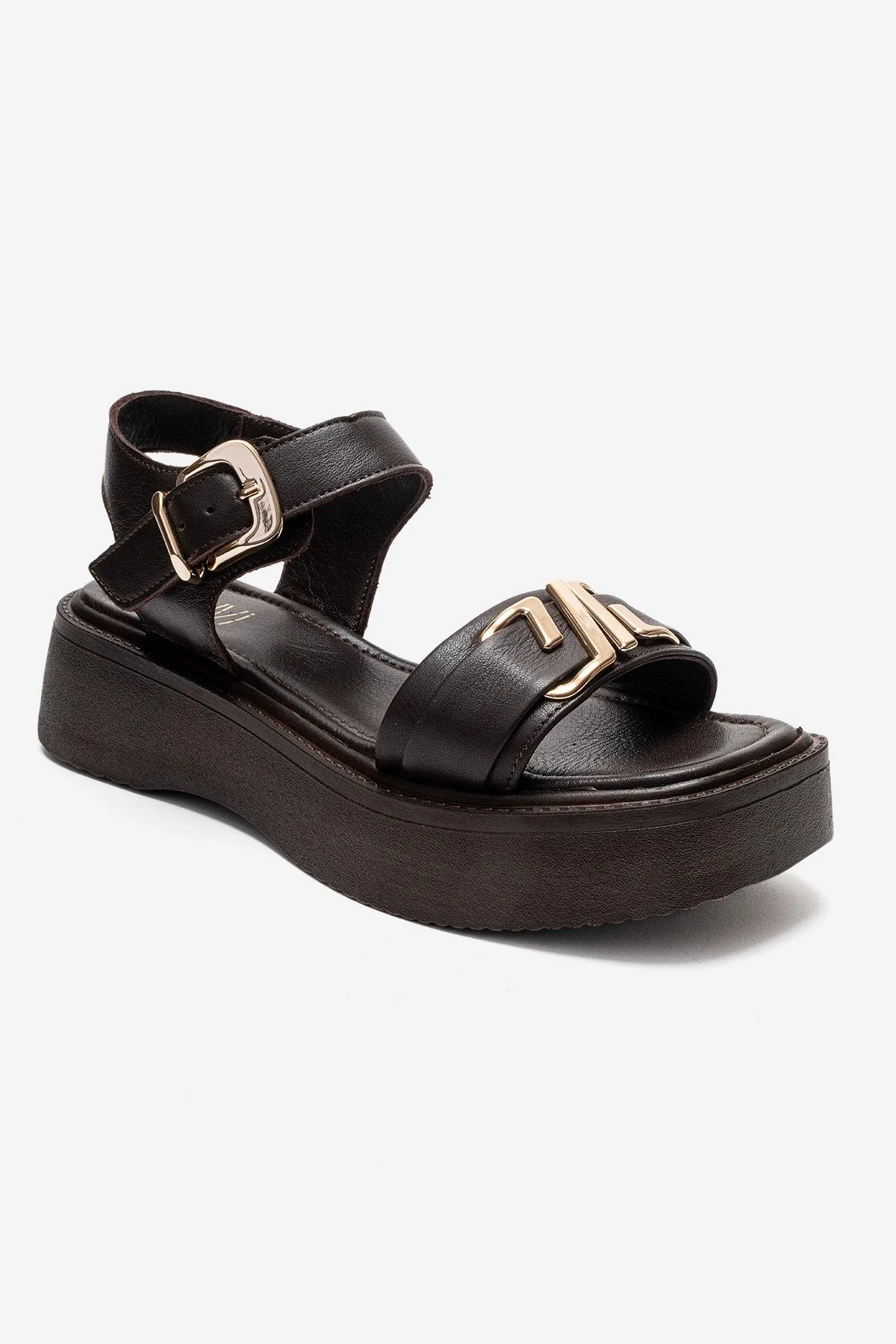 Lone - Brown Genuine Leather Platform Sandal (Women) - Image 3