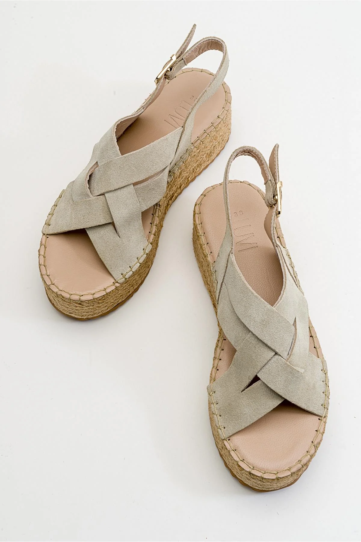 Lontano - Beige Suede Leather Platform Sandal (Women) - Image 2