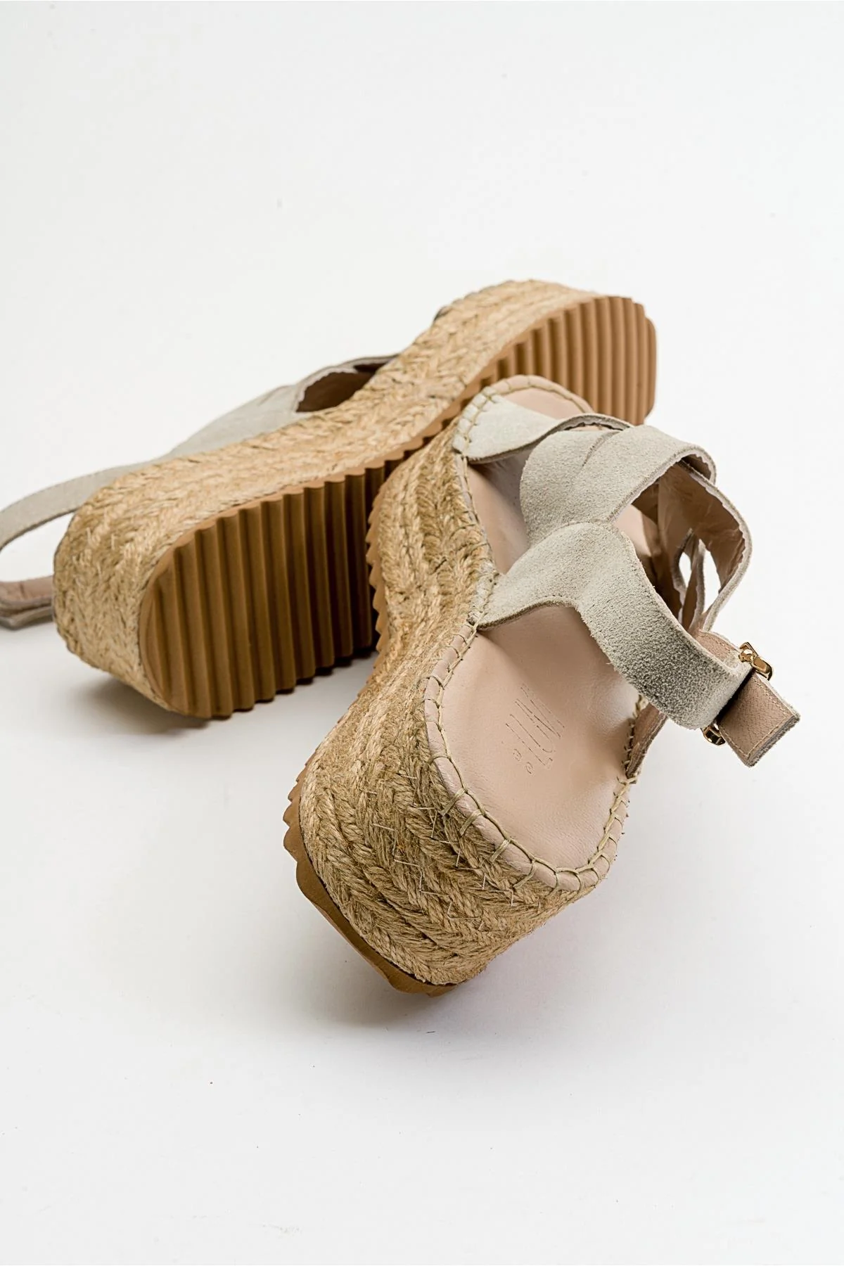 Lontano - Beige Suede Leather Platform Sandal (Women) - Image 4