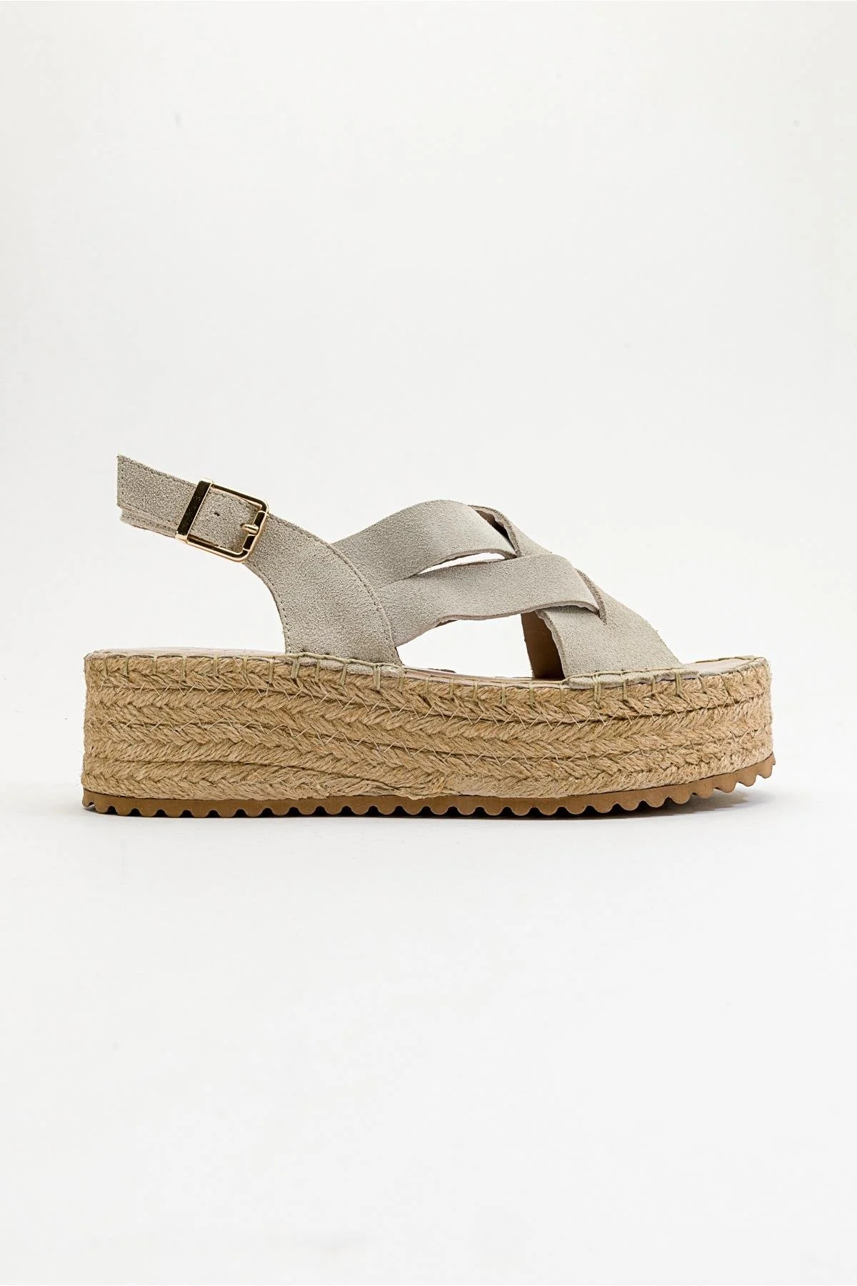 Lontano - Beige Suede Leather Platform Sandal (Women) - Image 6