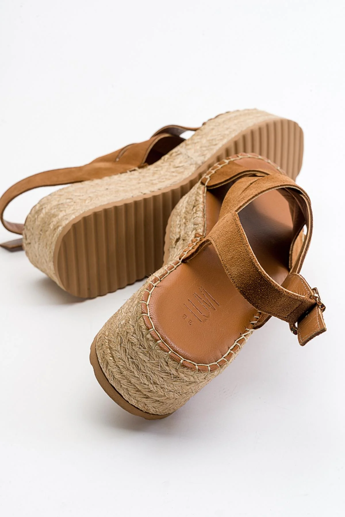 Lontano - Cognac Brown Suede Leather Platform Sandal (Women) - Image 3