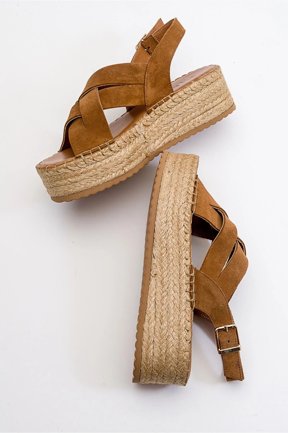 Lontano - Cognac Brown Suede Leather Platform Sandal (Women) - Image 5