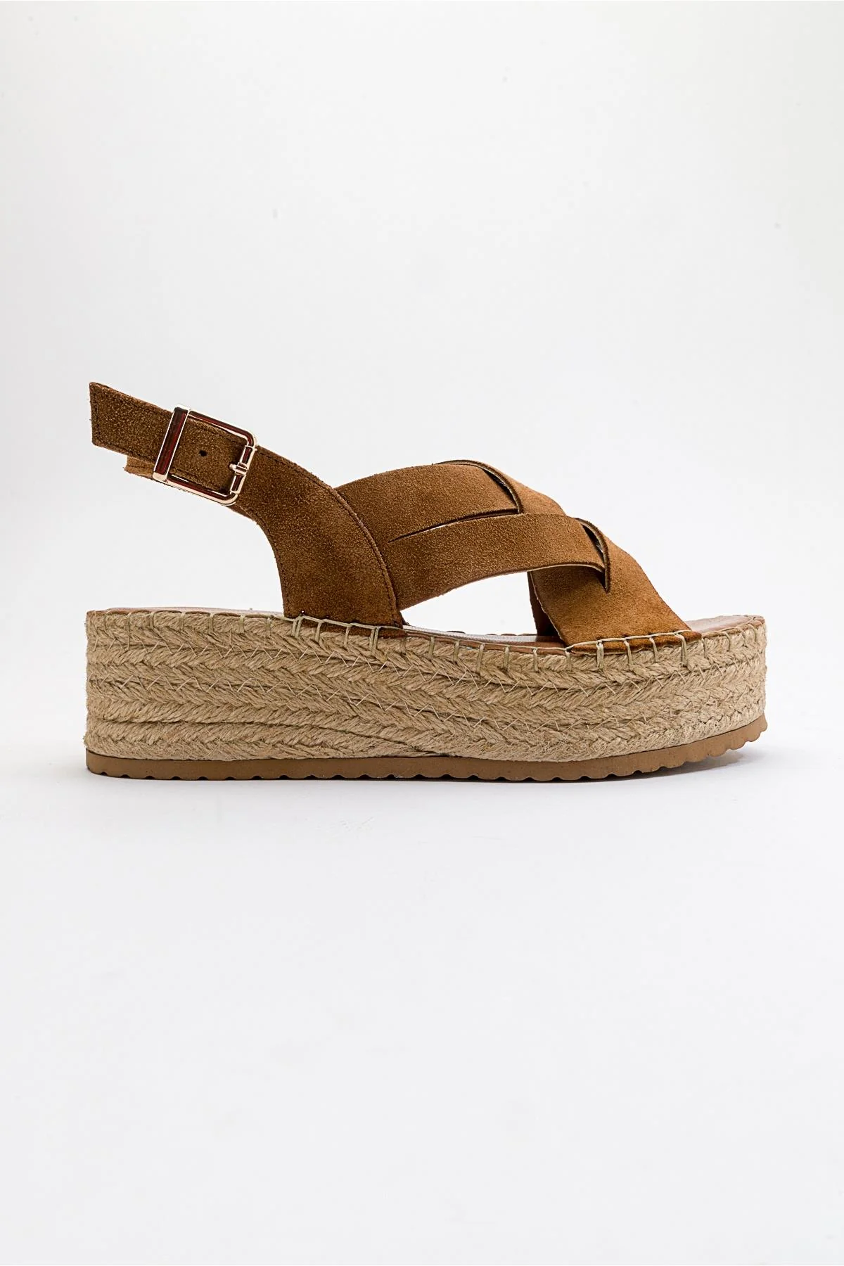 Lontano - Cognac Brown Suede Leather Platform Sandal (Women) - Image 6