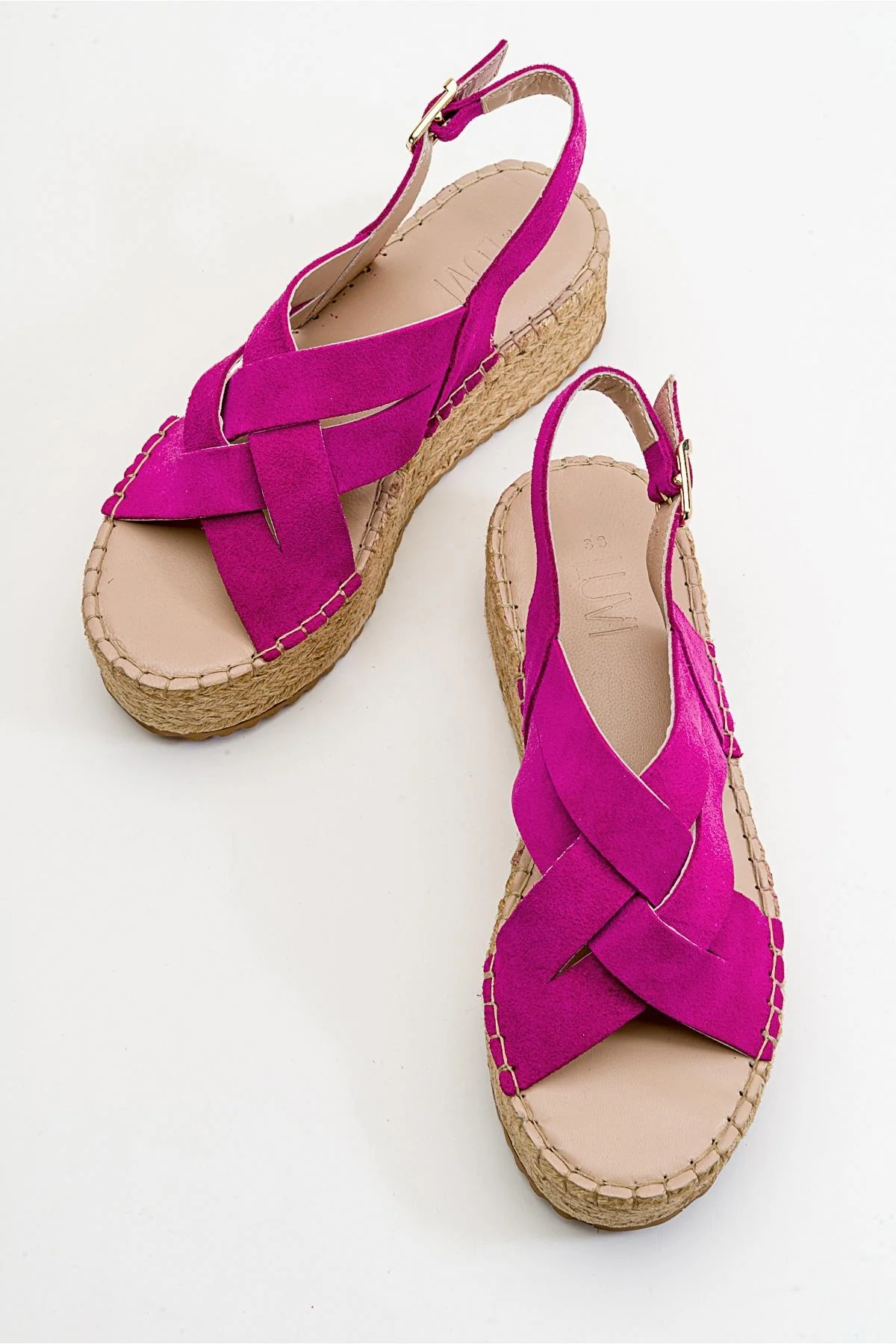 Lontano - Fuchsia Suede Leather Platform Sandal (Women) - Image 2