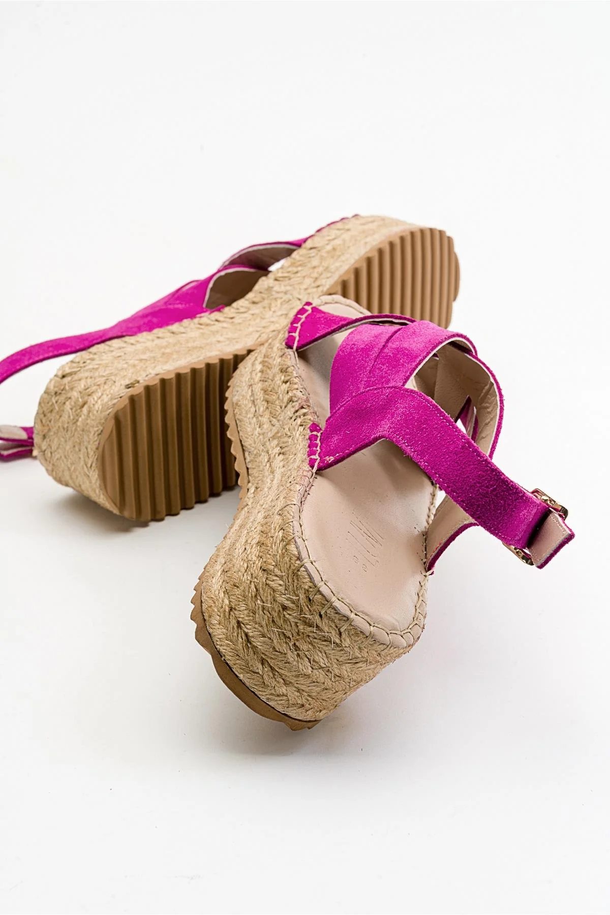 Lontano - Fuchsia Suede Leather Platform Sandal (Women) - Image 3