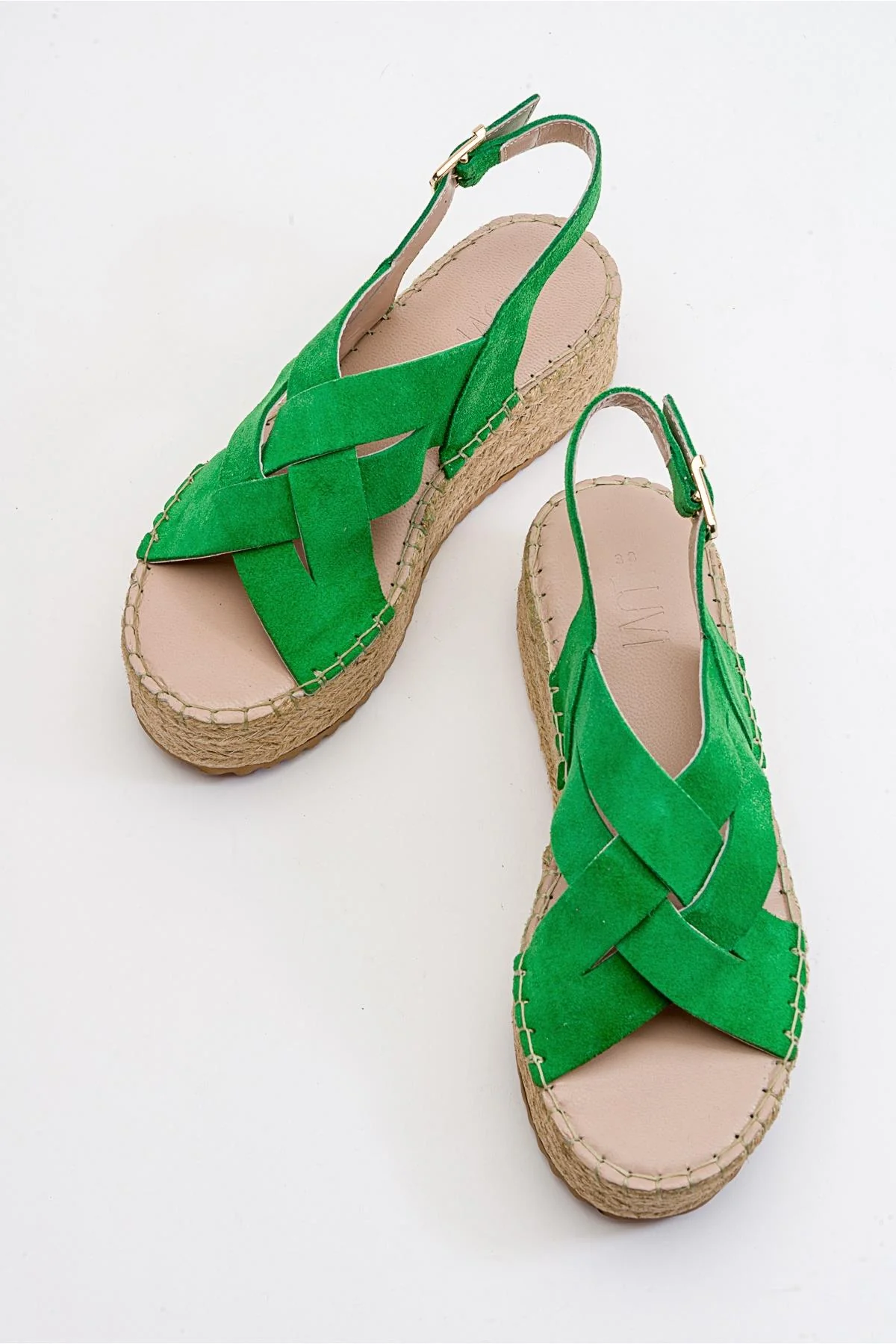Lontano - Green Suede Leather Platform Sandal (Women) - Image 4
