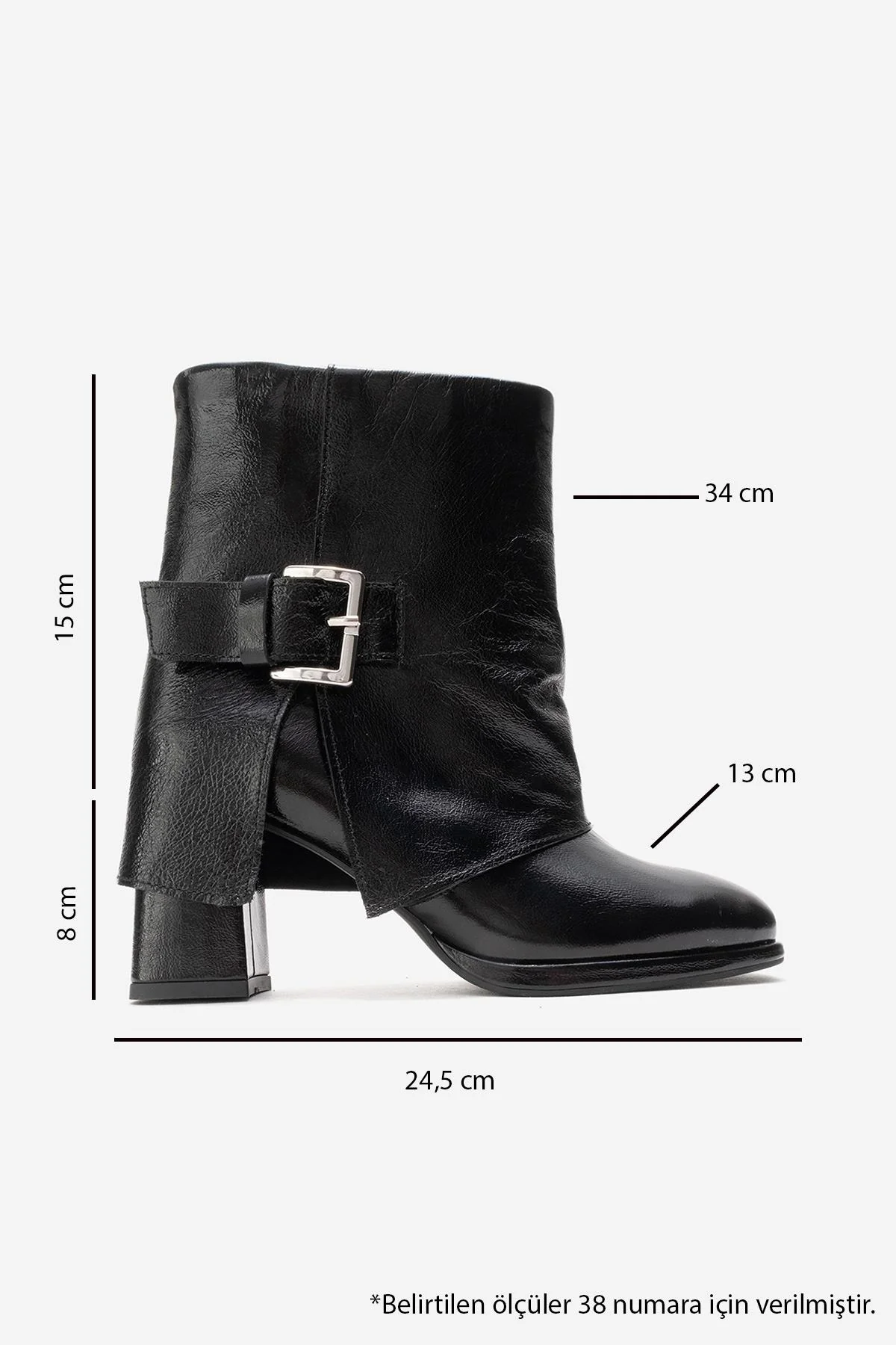 LORE - Black Genuine Leather Block Heel Boot (Women) - Image 6